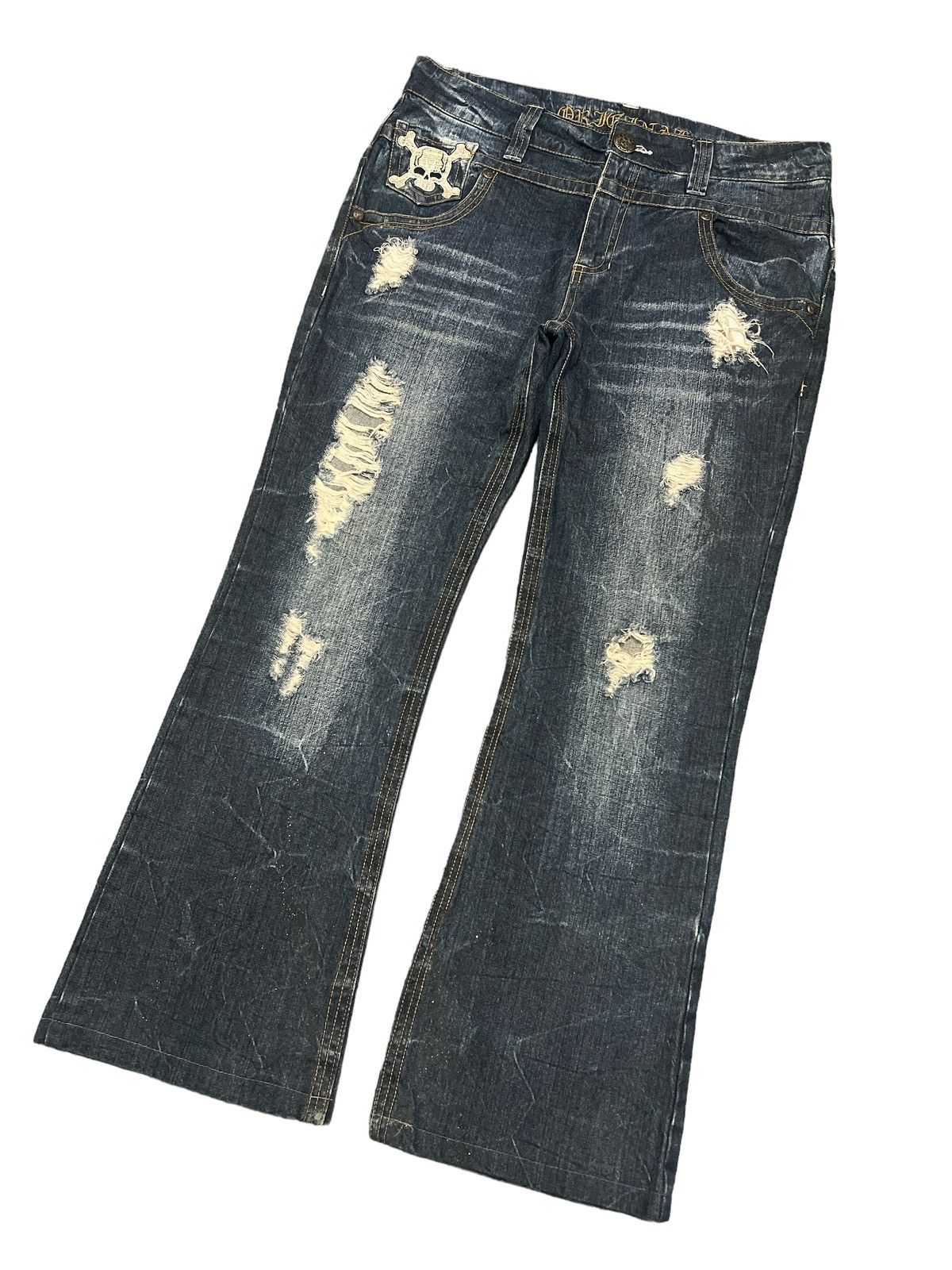 Japanese Brand × Vintage FLARED💥THRASHED DISTRESSED DENIM PANT Size US 34 / EU 50 - 5 Thumbnail