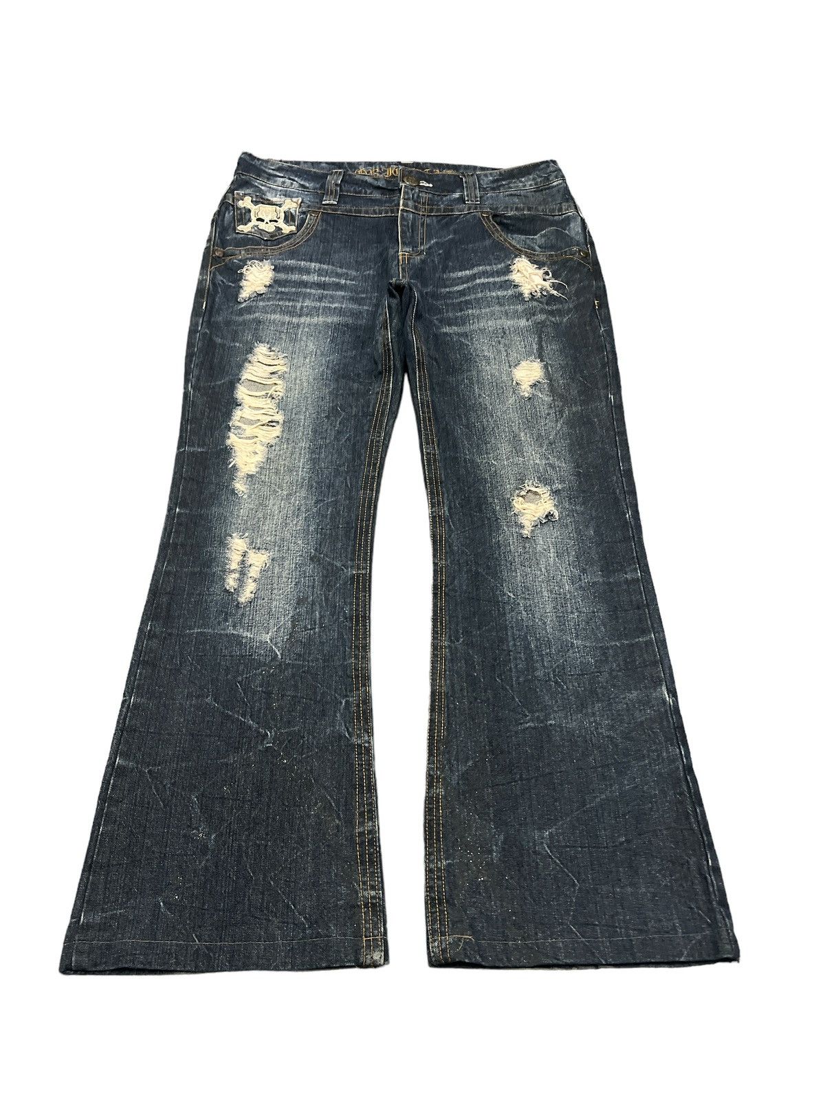 Japanese Brand × Vintage FLARED💥THRASHED DISTRESSED DENIM PANT Size US 34 / EU 50 - 2 Thumbnail