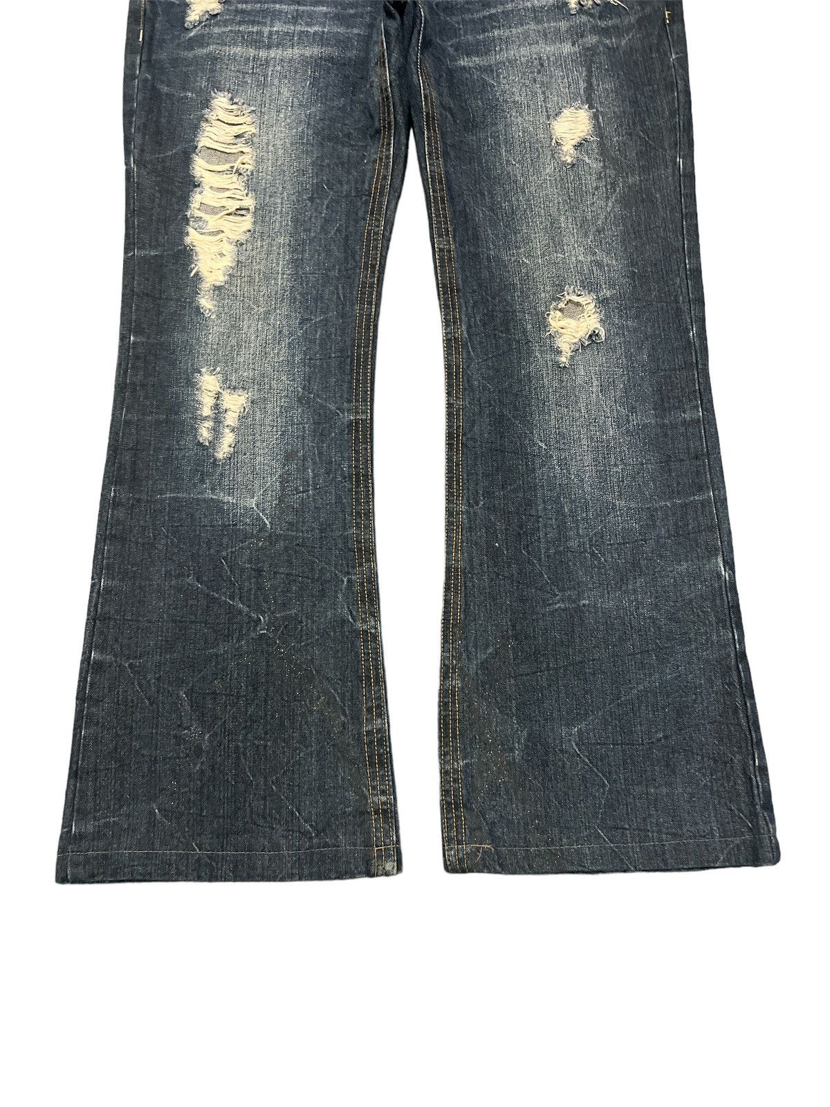 Japanese Brand × Vintage FLARED💥THRASHED DISTRESSED DENIM PANT Size US 34 / EU 50 - 4 Thumbnail