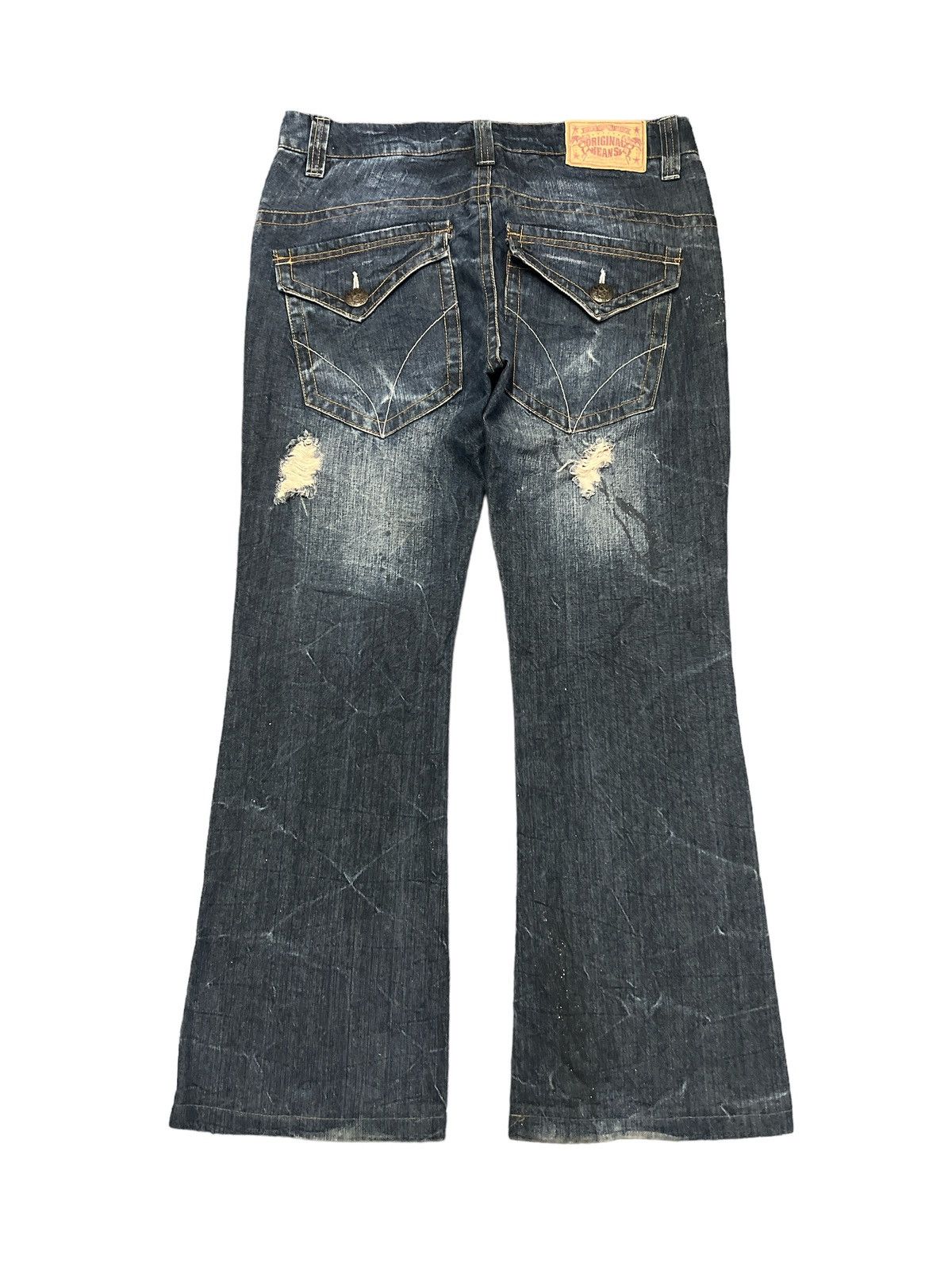 Japanese Brand × Vintage FLARED💥THRASHED DISTRESSED DENIM PANT Size US 34 / EU 50 - 6 Thumbnail