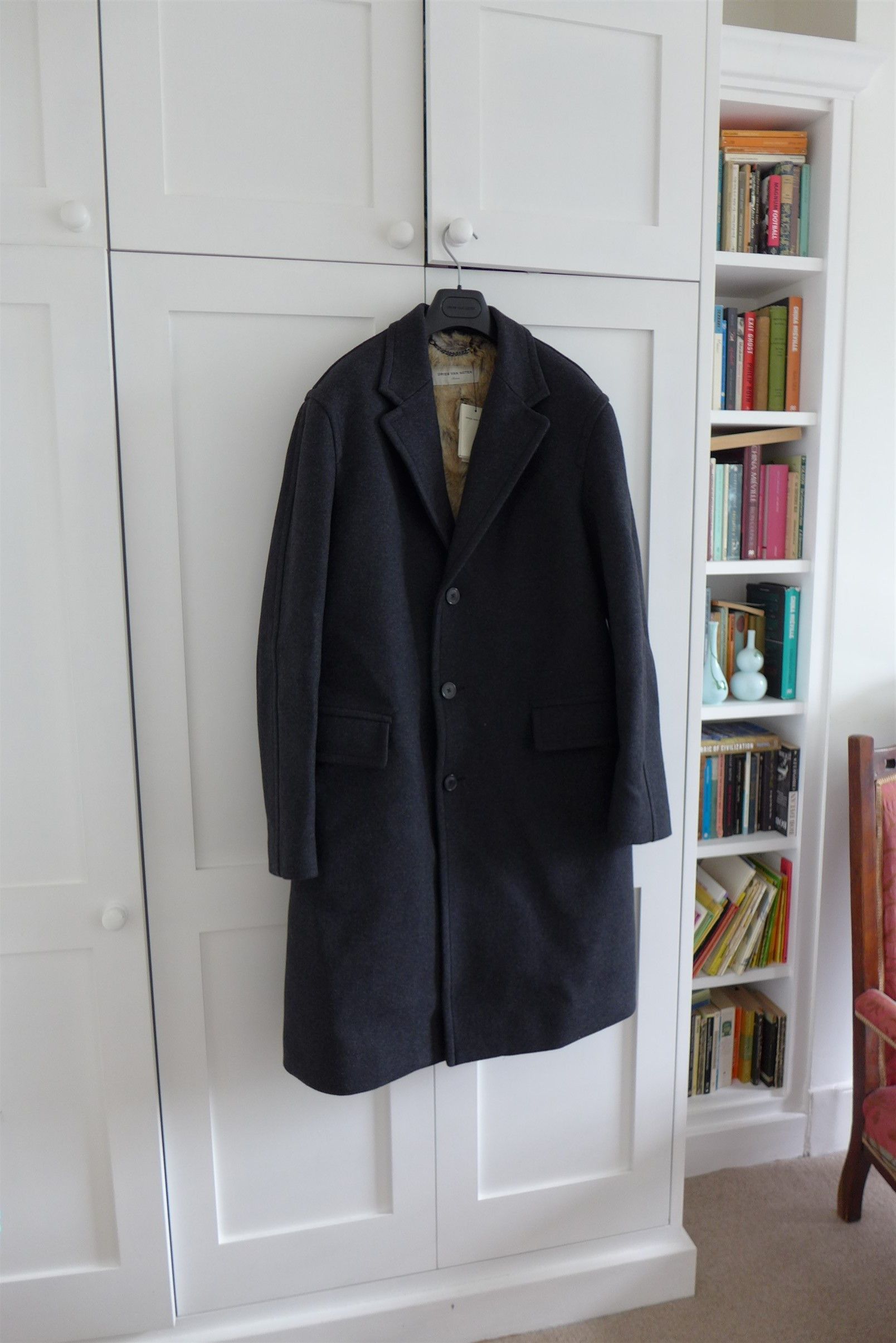 Dries Van Noten Dries Van Noten Rawly Faux Fur Lined Coat - Anthracite Wool Size US M / EU 48-50 / 2 - 4 Thumbnail