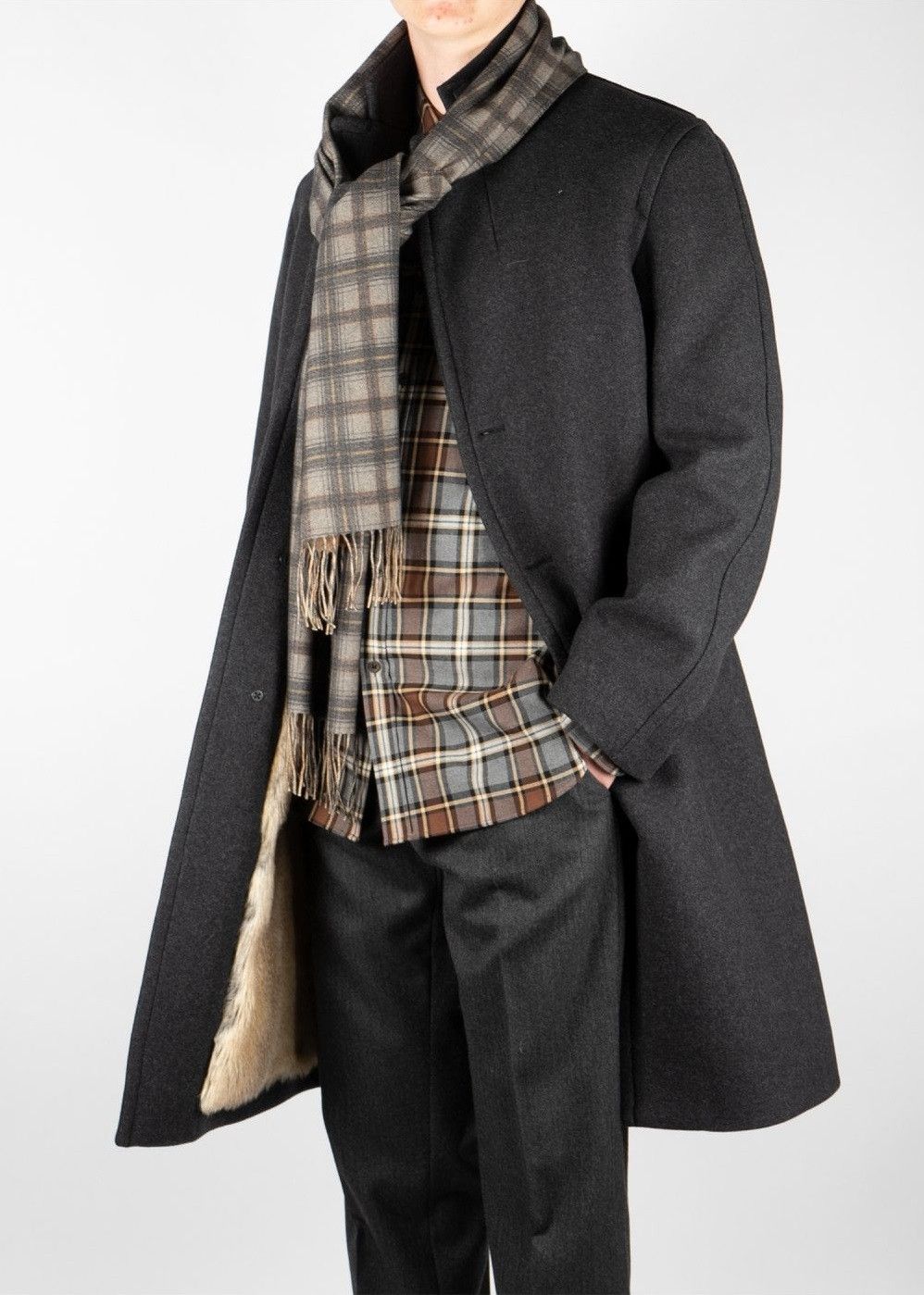 Dries Van Noten Rawly Faux Fur Lined Coat - Anthracite Wool