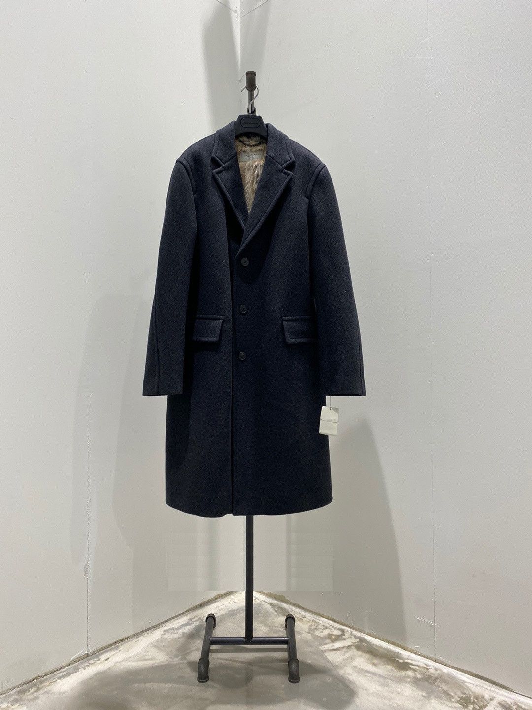 Dries Van Noten Dries Van Noten Rawly Faux Fur Lined Coat - Anthracite Wool Size US M / EU 48-50 / 2 - 2 Thumbnail