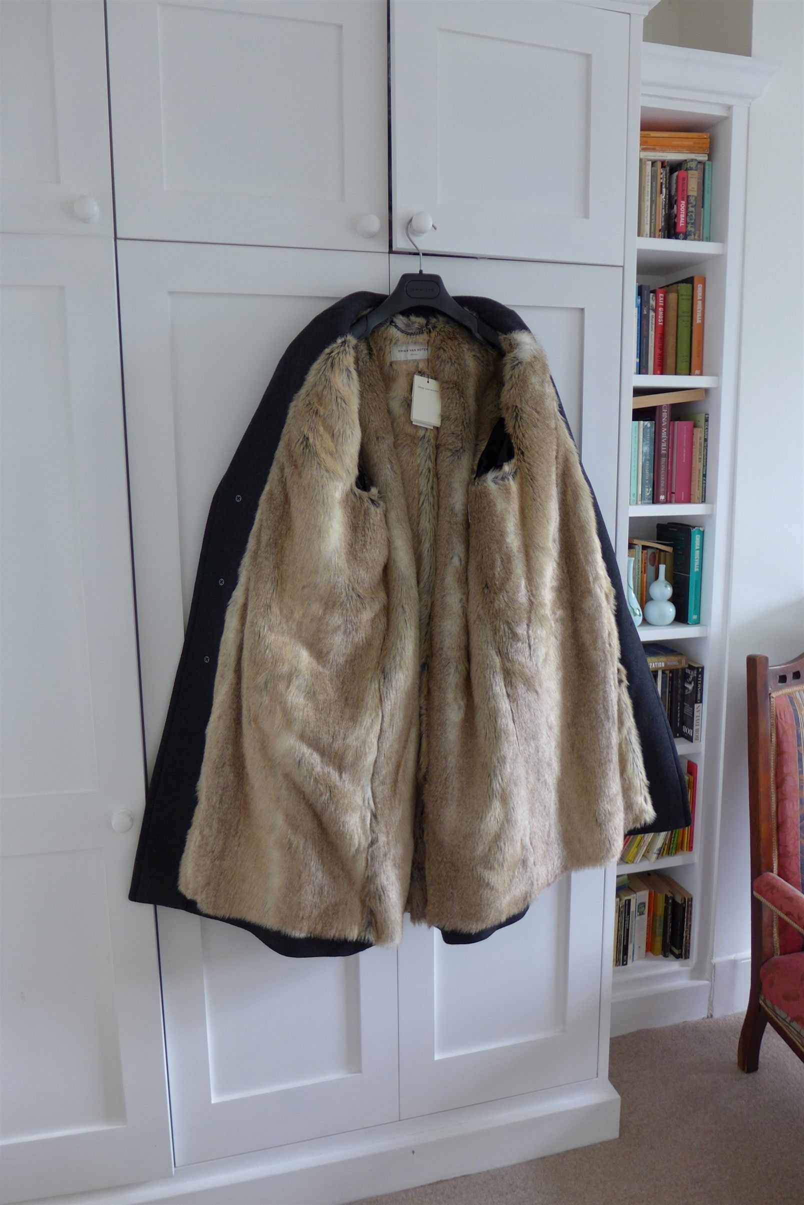 Dries Van Noten Dries Van Noten Rawly Faux Fur Lined Coat - Anthracite Wool Size US M / EU 48-50 / 2 - 5 Thumbnail