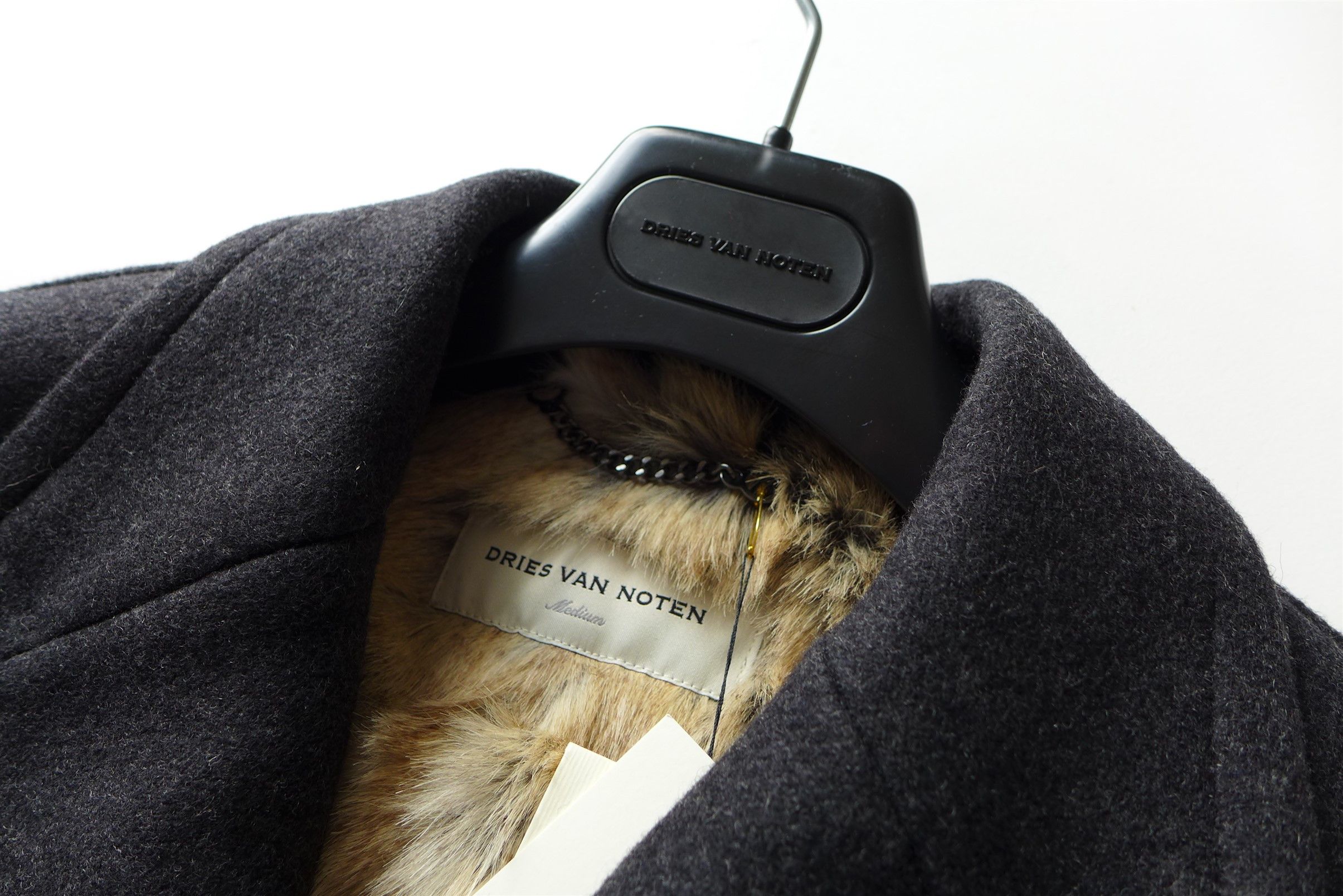 Dries Van Noten Dries Van Noten Rawly Faux Fur Lined Coat - Anthracite Wool Size US M / EU 48-50 / 2 - 7 Thumbnail
