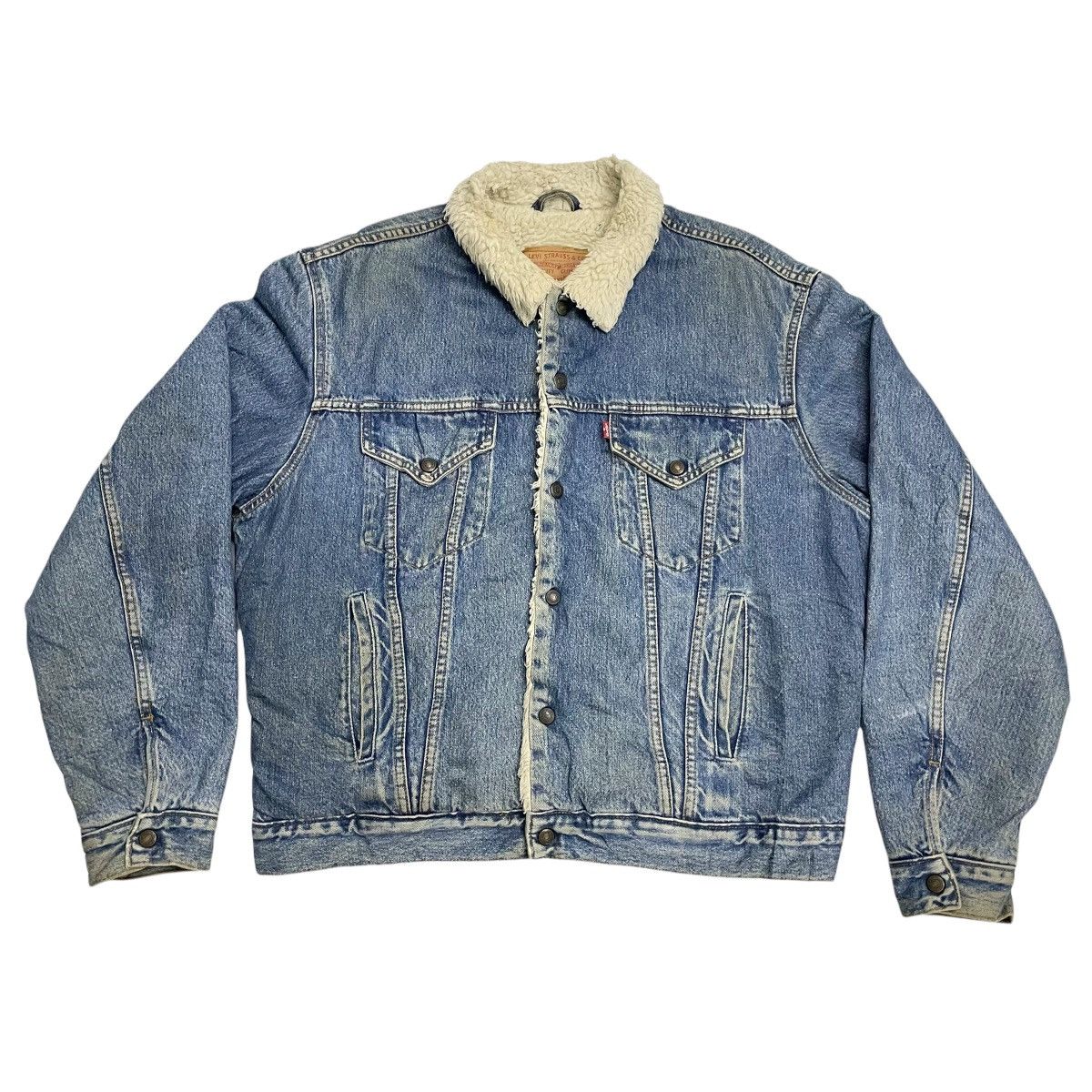 Levi's × Levi's Vintage Clothing × Vintage 💥Vintage Levis Sherpa Denime Trucker Button Jacket Size US L / EU 52-54 / 3 - 1 Thumbnail
