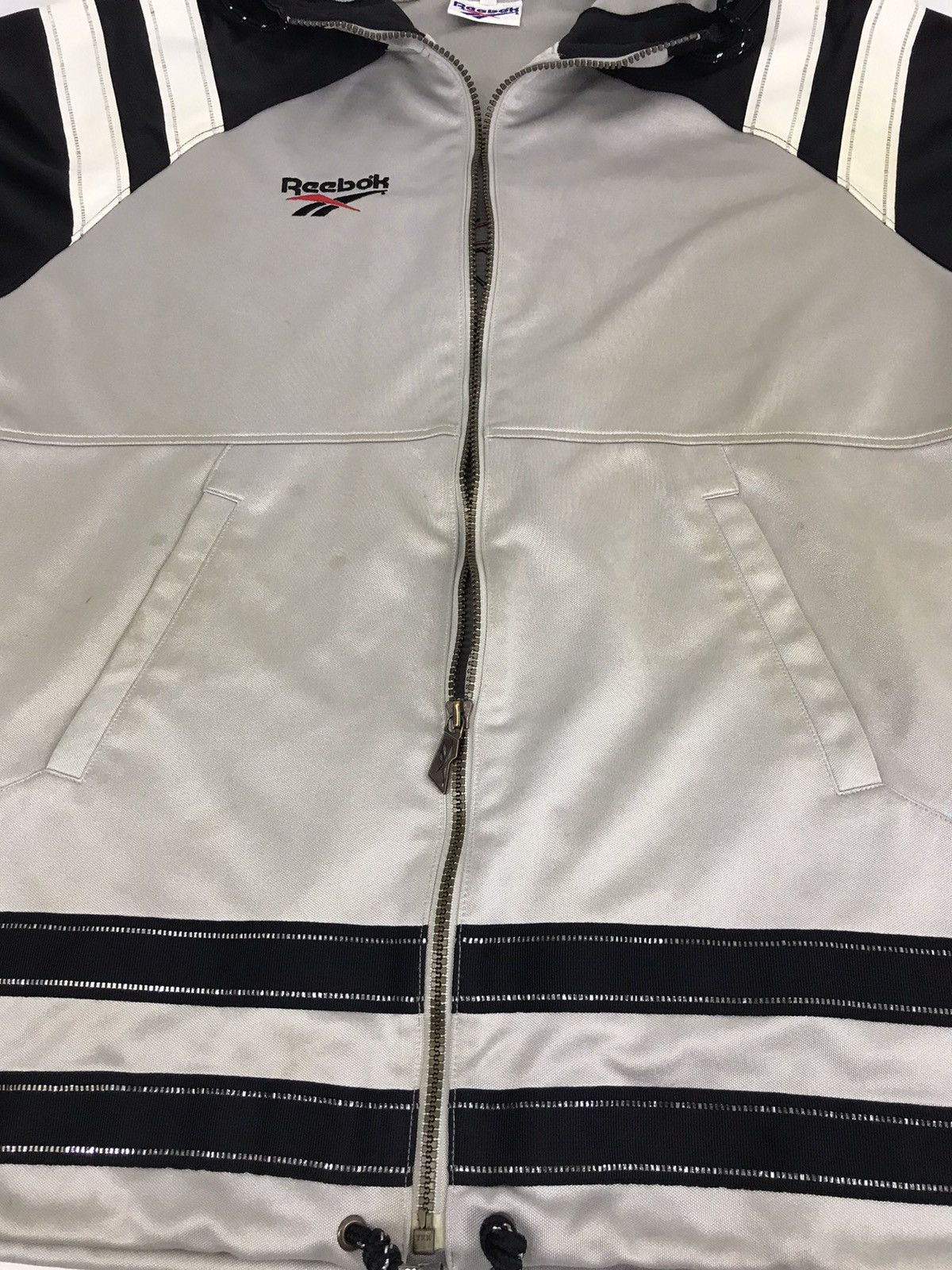 Reebok Zipper Style Jacket Athletic Spell Out