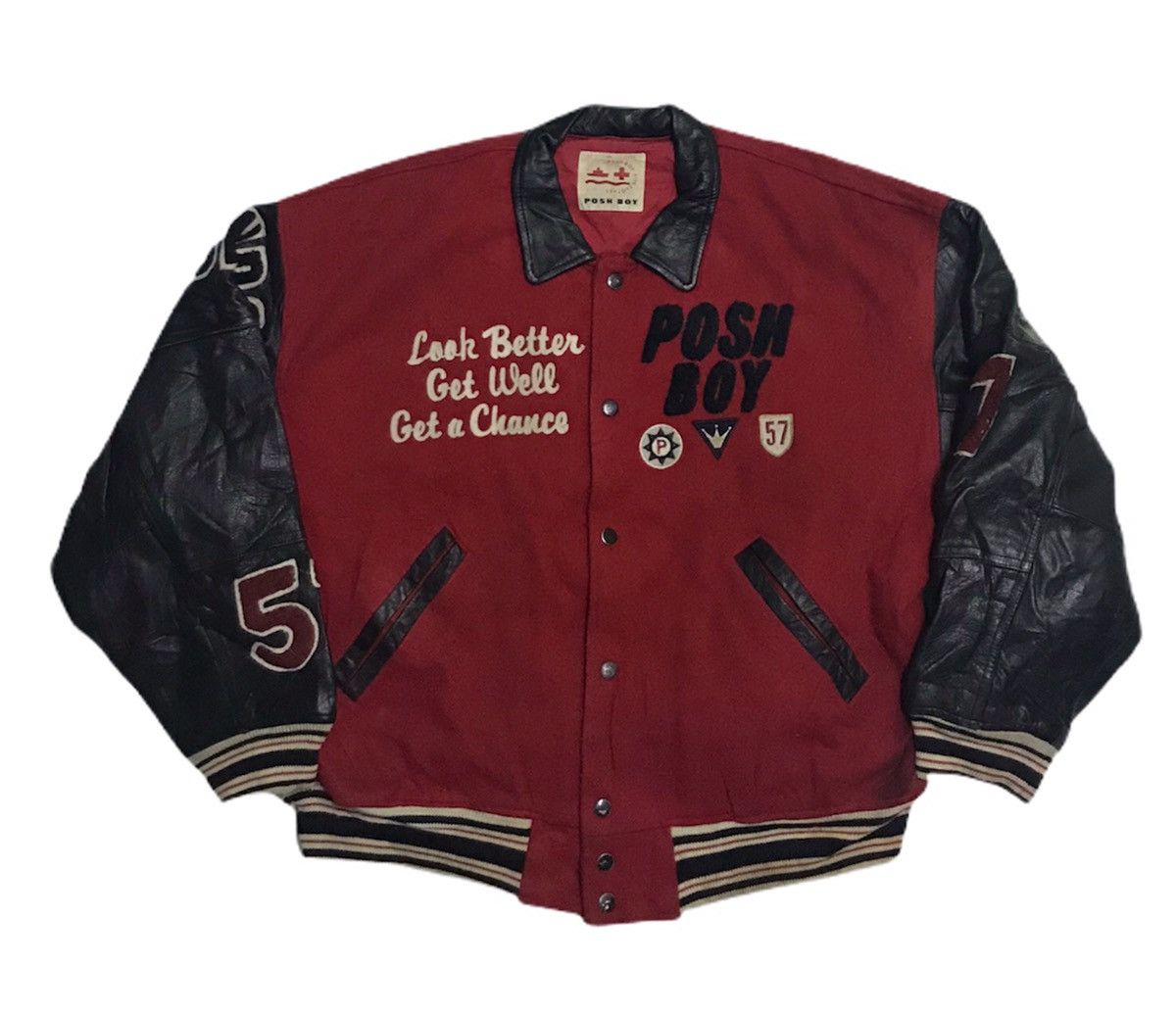 Vintage Vintage Poshboy varsity jacket leather sleeves Size US XL / EU 56 / 4 - 3 Thumbnail