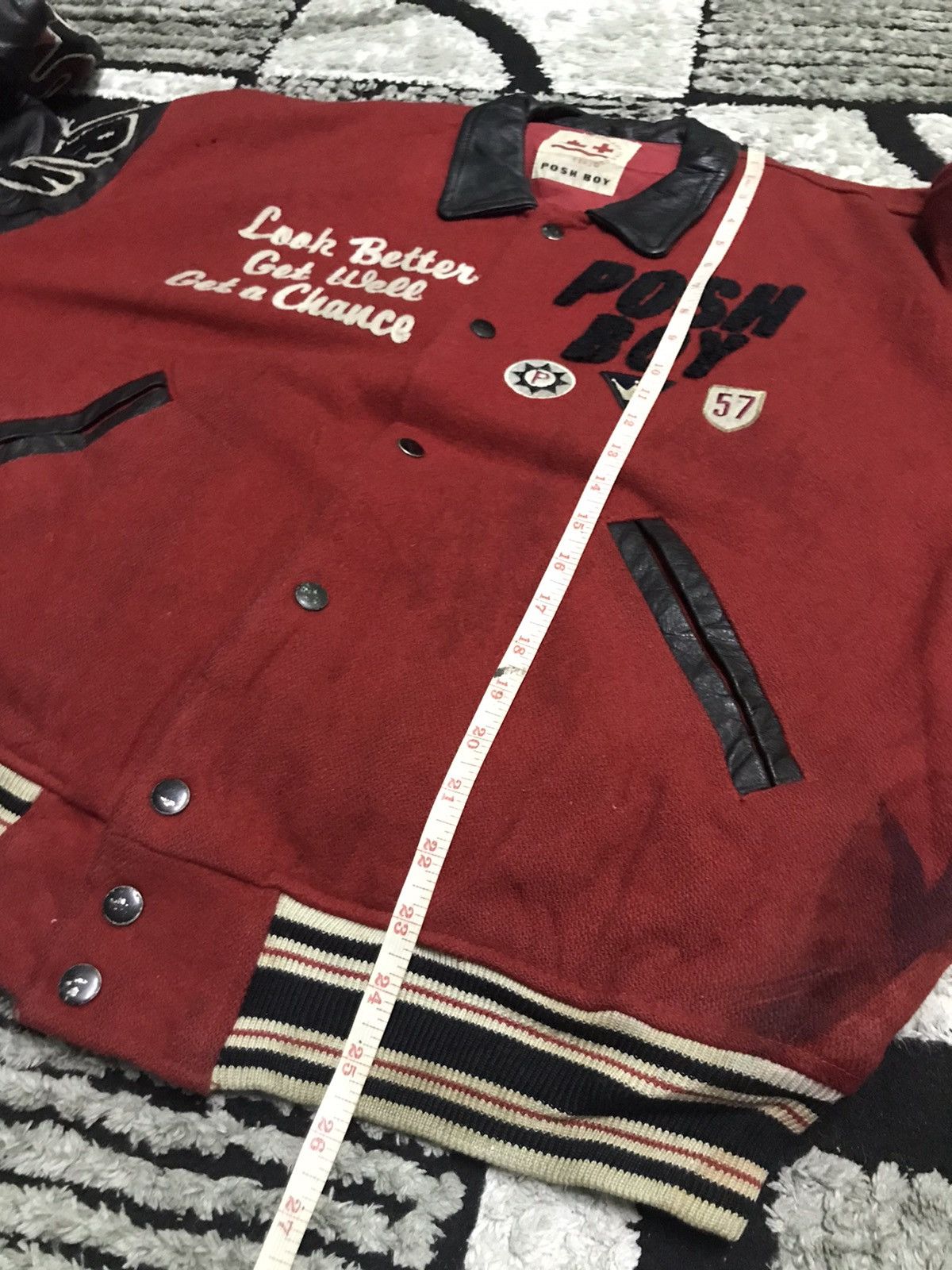 Vintage Vintage Poshboy varsity jacket leather sleeves Size US XL / EU 56 / 4 - 11 Thumbnail