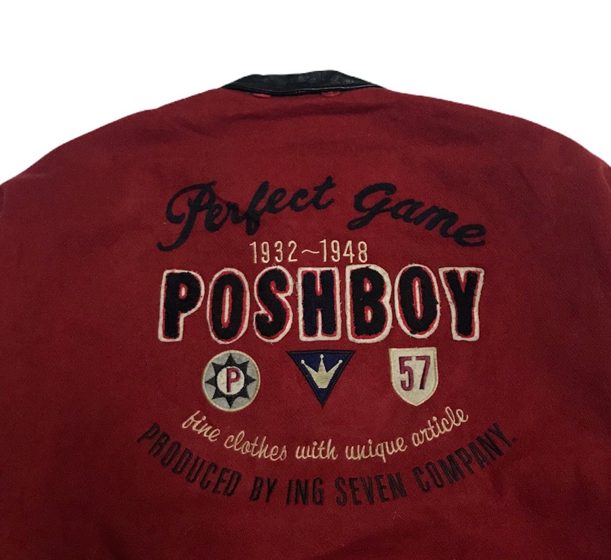 Vintage Vintage Poshboy varsity jacket leather sleeves Size US XL / EU 56 / 4 - 8 Thumbnail