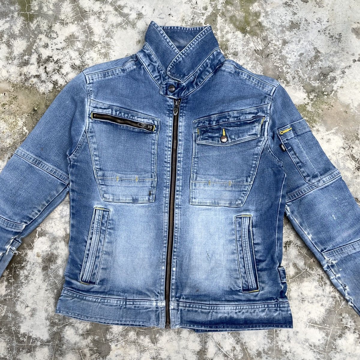 Designer × Japanese Brand Vtg Distressed Tora by Toraichi Tactical Denim Jacket Racer Size M / US 6-8 / IT 42-44 - 4 Thumbnail