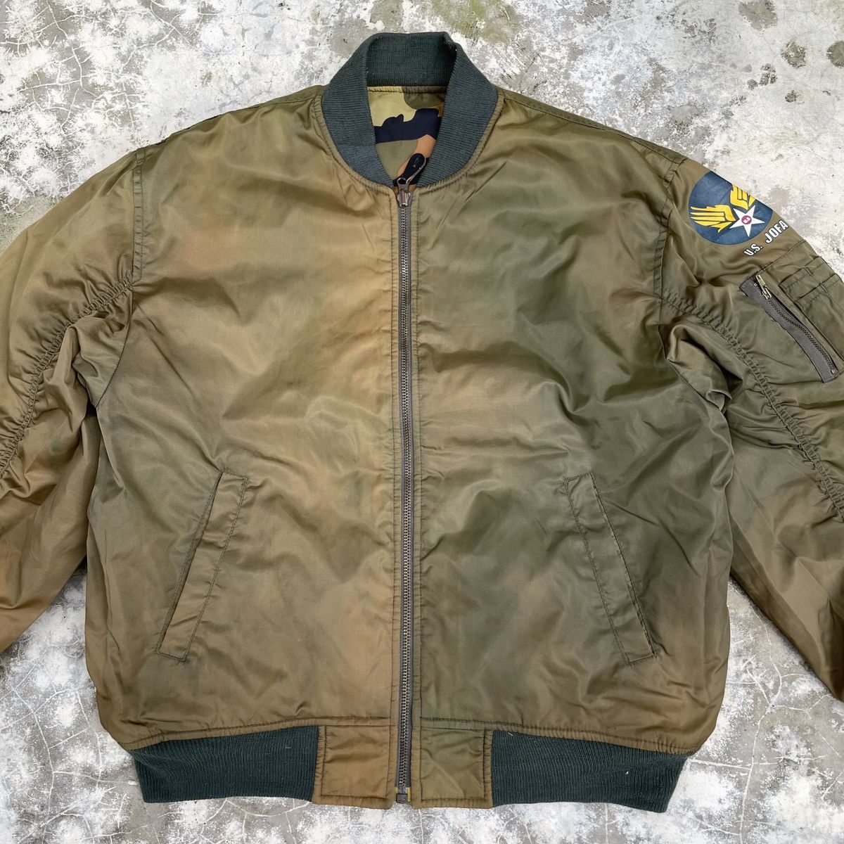 Japanese Brand × Vintage Vintage Faded Japanese Reversible Military Bomber Jacket Size US S / EU 44-46 / 1 - 3 Thumbnail