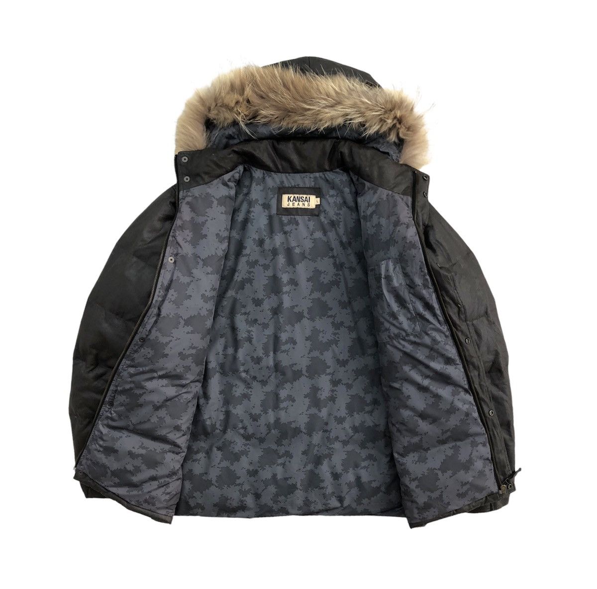 Kansai Yamamoto Kansai Jeans Leather Sintetik Down Feathers Hooded Jacket Size US L / EU 52-54 / 3 - 3 Thumbnail
