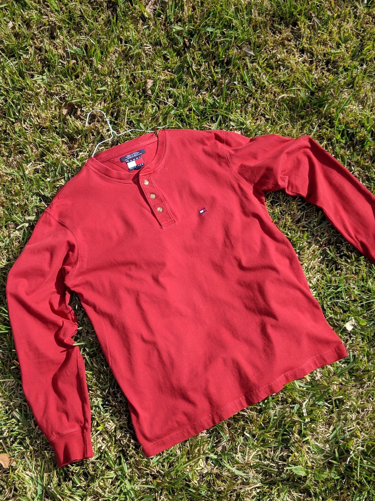Tommy Hilfiger × Vintage Vintage Tommy Hilfiger long sleeve shirt burgundy Size US L / EU 52-54 / 3 - 1 Thumbnail