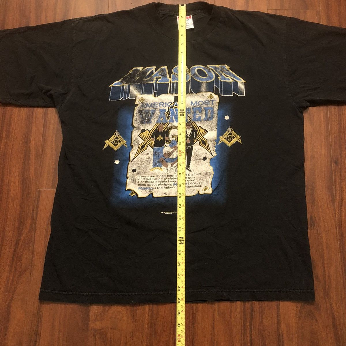 Vintage Vintage 90s freemasonry black fraternal graphic shirt Size US L / EU 52-54 / 3 - 3 Thumbnail