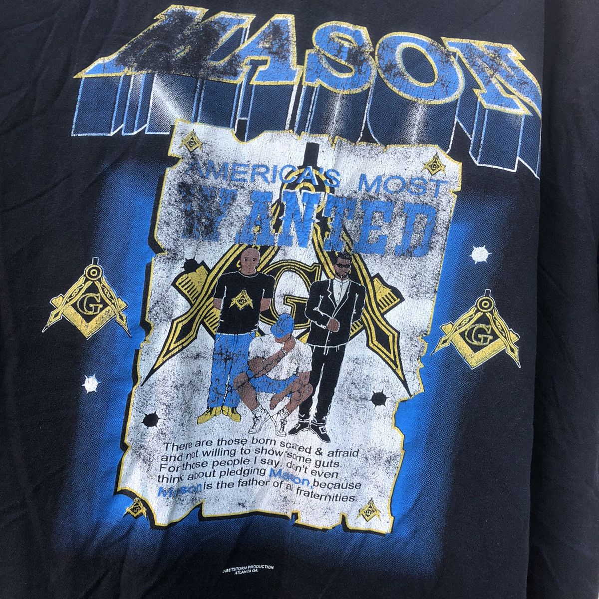 Vintage Vintage 90s freemasonry black fraternal graphic shirt Size US L / EU 52-54 / 3 - 2 Thumbnail