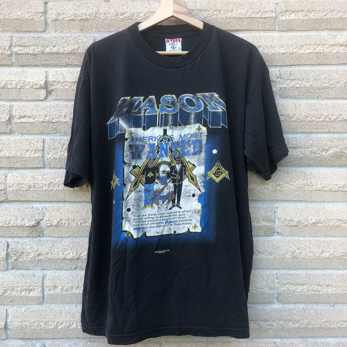 Vintage Vintage 90s freemasonry black fraternal graphic shirt Size US L / EU 52-54 / 3 - 1 Thumbnail