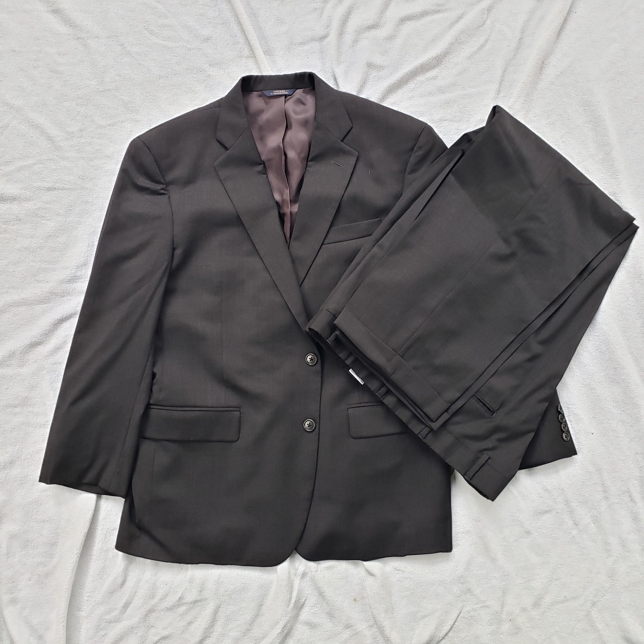 Pantalon Costume Brooks Brothers 1818 Madison - Taille 38x29, Laine Flanelle VBC Marron, Plissé, Très Bon état
