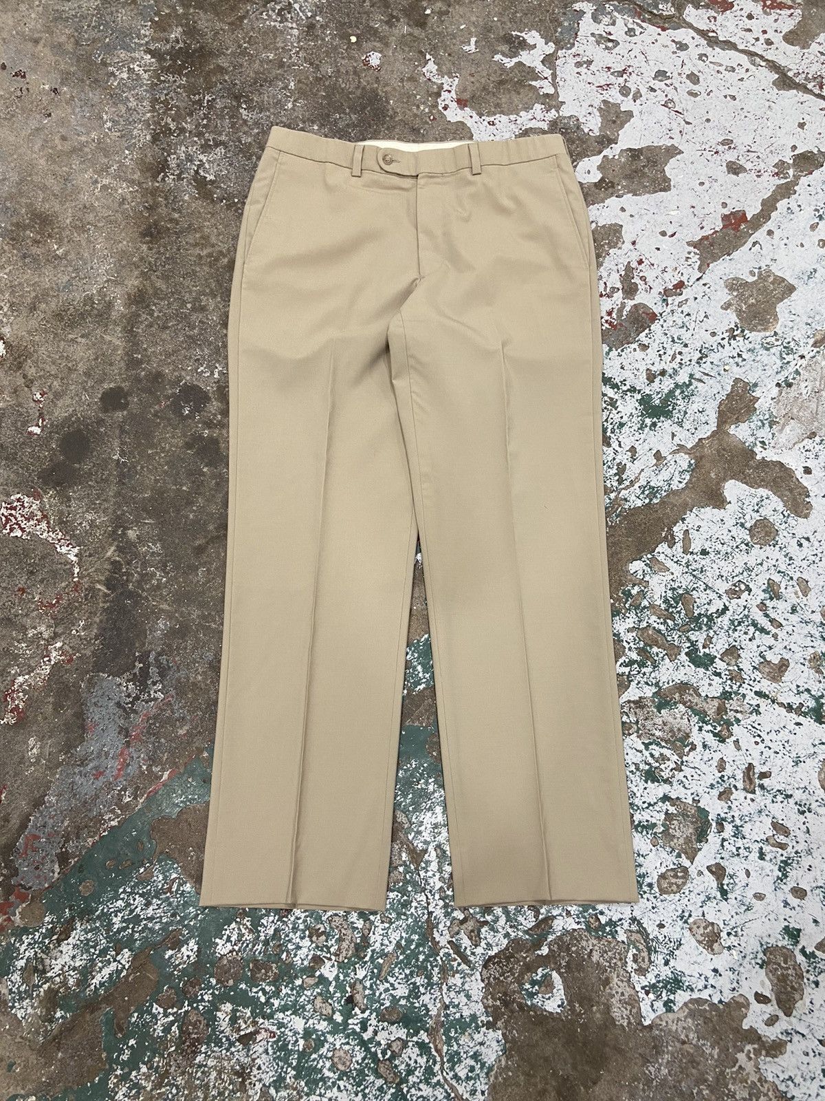 Jack Victor × Vintage Vintage 1990s Beige Wool Pleated Trousers Size US 35 - 1 Thumbnail