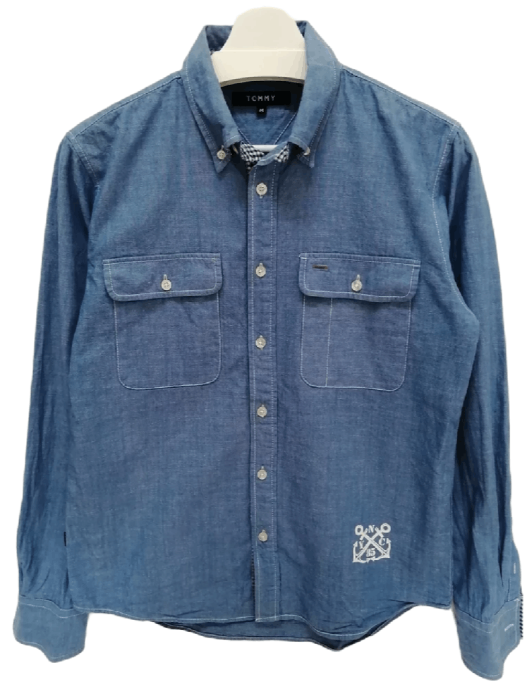 Tommy Hilfiger TOMMY Spell Out Chambray Shirt - Size M Size US M / EU 48-50 / 2 - 1 Thumbnail