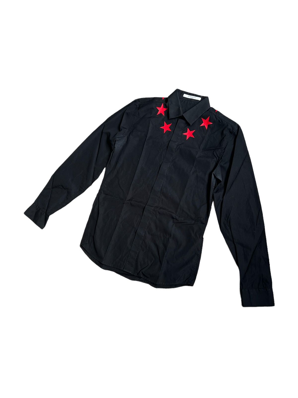Pre-owned Givenchy Stars Logo Shirt/ Embroidered Poplin Shirt In Black