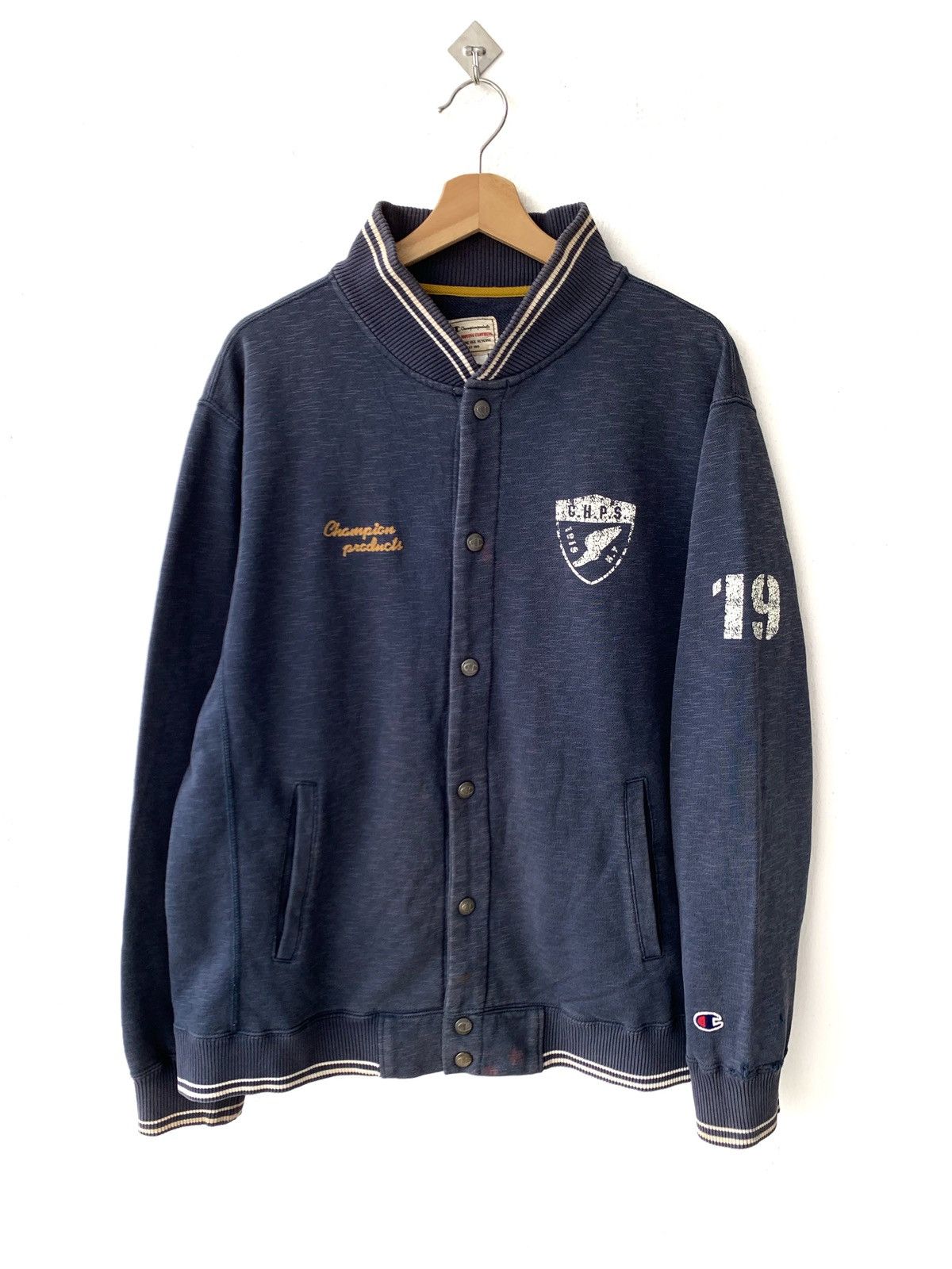 Champion Vintage Distressed Champion Japan Button Up Sweatshirt Size US M / EU 48-50 / 2 - 1 Thumbnail