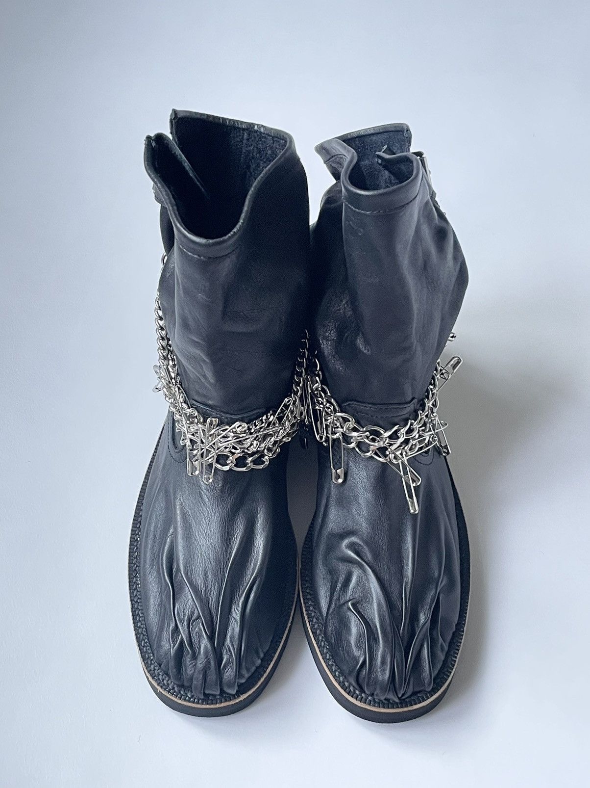 Comme des Garcons A/W 06 ‘Punk Chain’ Black Leather Biker Boots Size US 7.5 / IT 37.5 - 6 Thumbnail