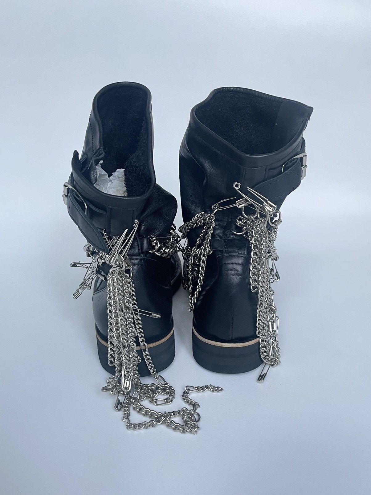 Comme des Garcons A/W 06 ‘Punk Chain’ Black Leather Biker Boots Size US 7.5 / IT 37.5 - 11 Thumbnail