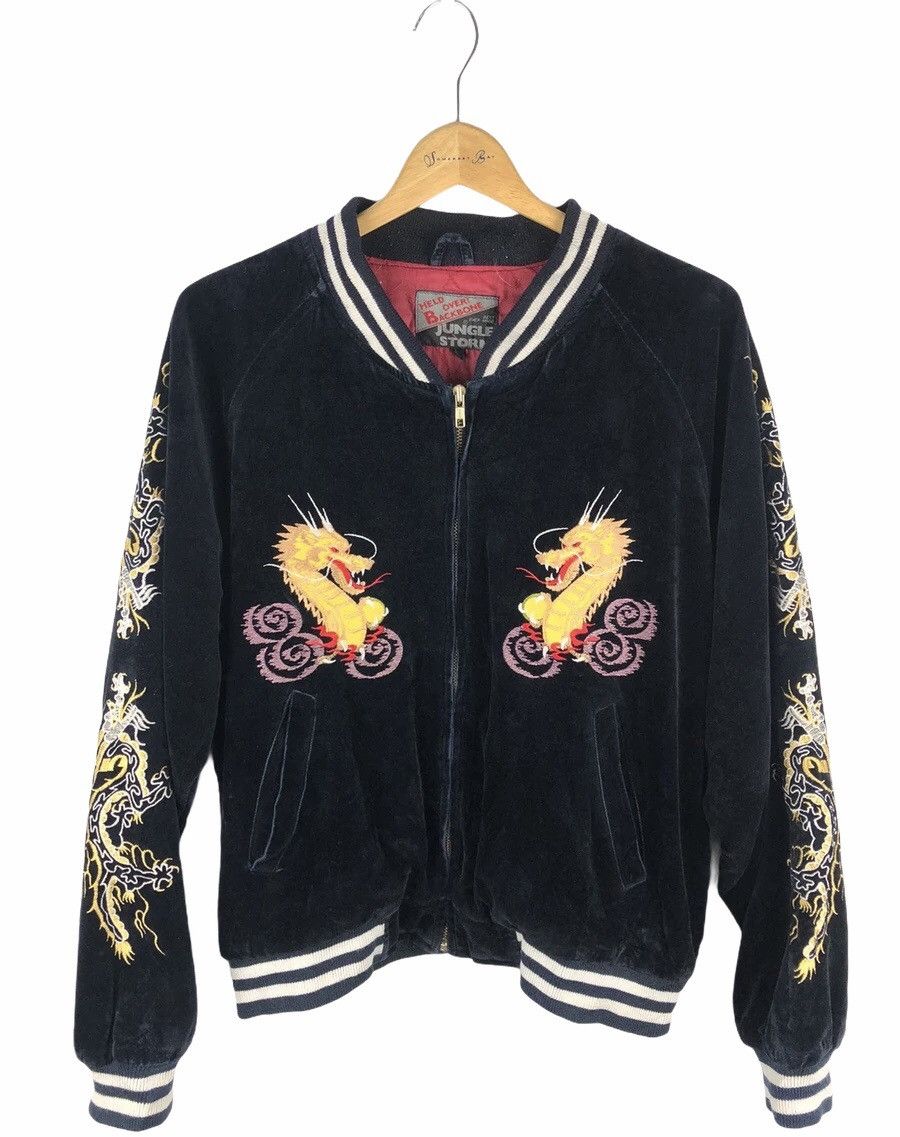 Japanese Brand Jungle Storm Dragon Motive Velvet Sukajan Jacket Size US L / EU 52-54 / 3 - 2 Thumbnail