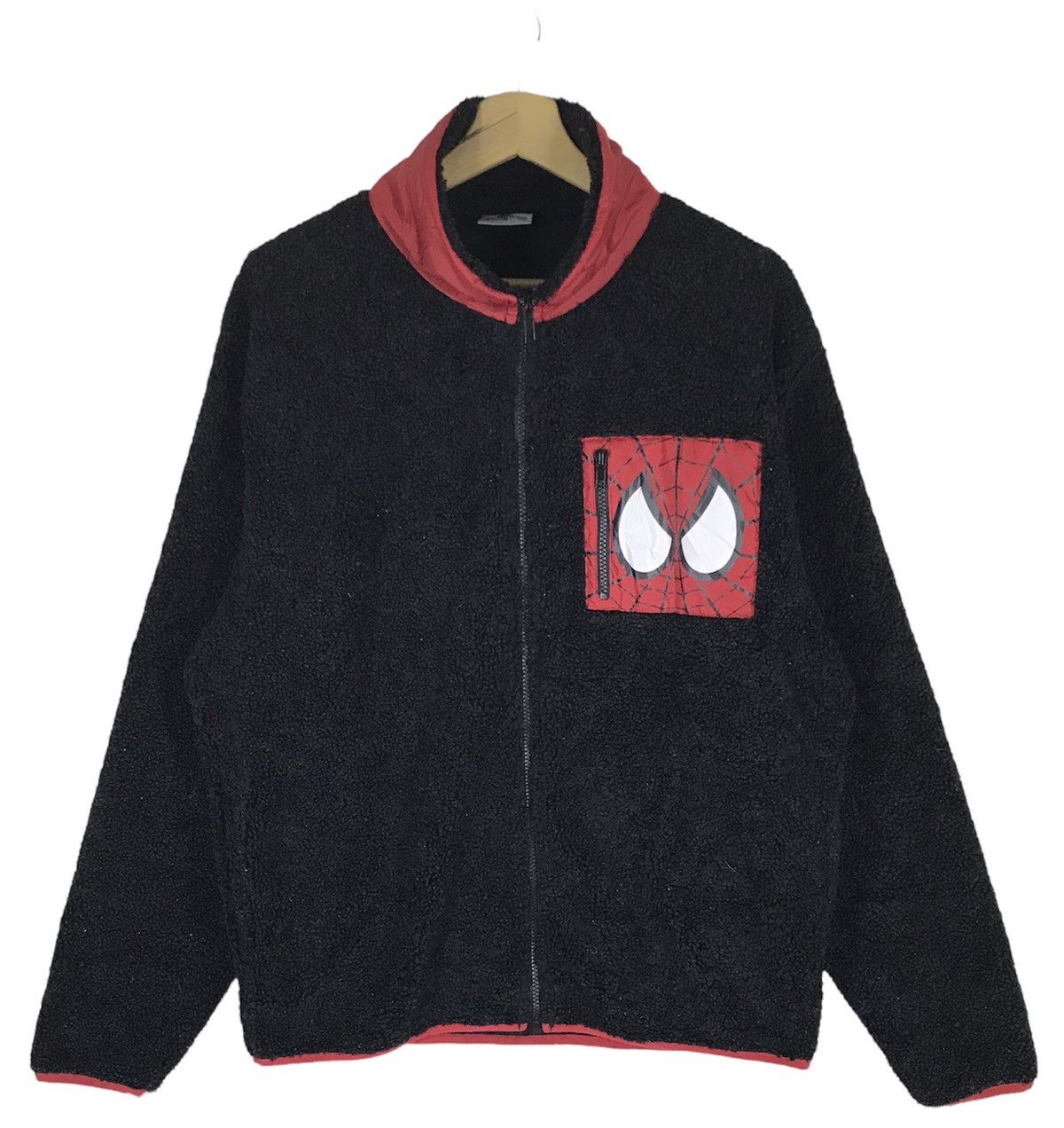 image of Character Hero x Marvel Comics Universal Studios Japan X Marvel Spiderman Sherpa Sweaters in Black 