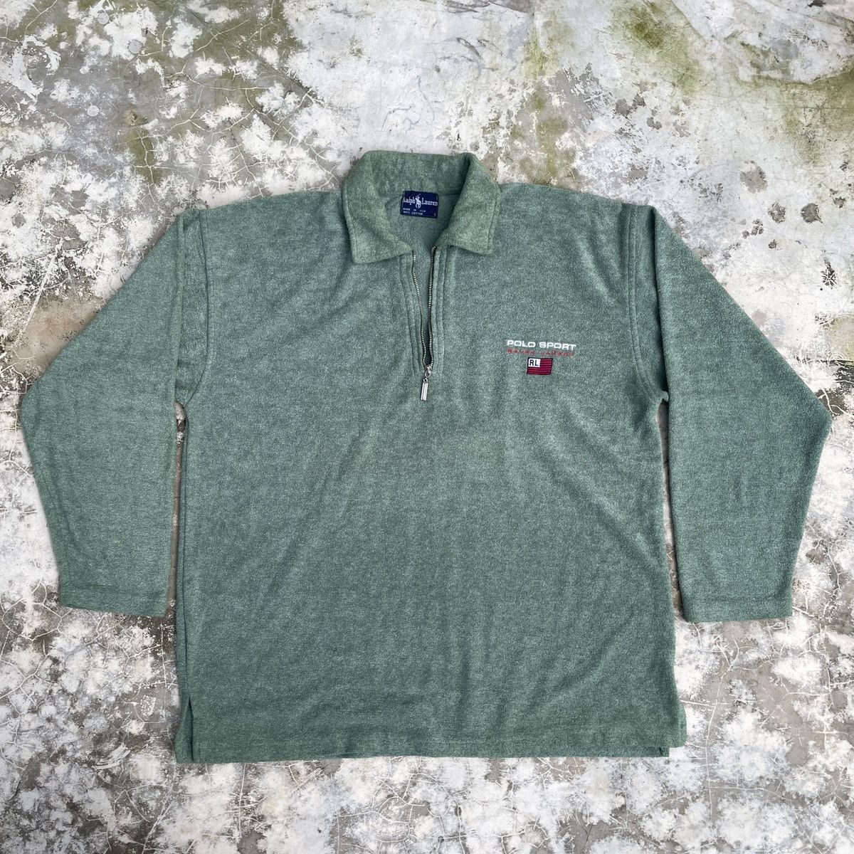 Polo Ralph Lauren × Vintage Vtg Polo Ralph Lauren Polo SportsFleece Half zipper jacket Size US L / EU 52-54 / 3 - 1 Thumbnail