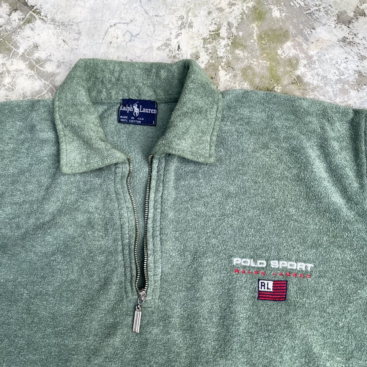 Polo Ralph Lauren × Vintage Vtg Polo Ralph Lauren Polo SportsFleece Half zipper jacket Size US L / EU 52-54 / 3 - 4 Thumbnail