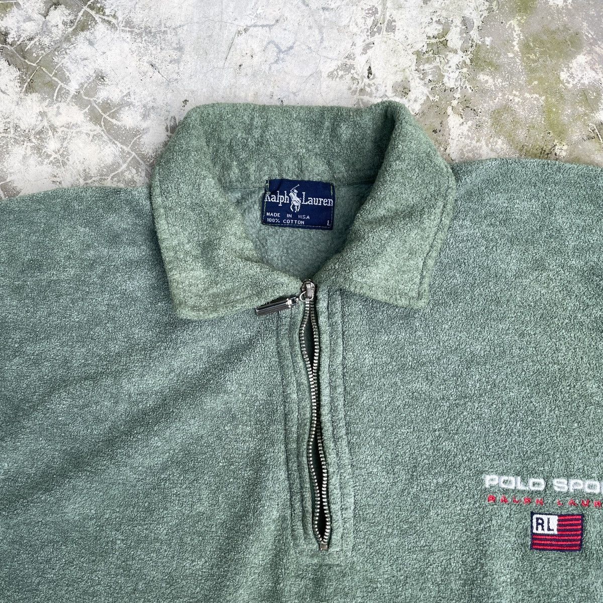 Polo Ralph Lauren × Vintage Vtg Polo Ralph Lauren Polo SportsFleece Half zipper jacket Size US L / EU 52-54 / 3 - 3 Thumbnail