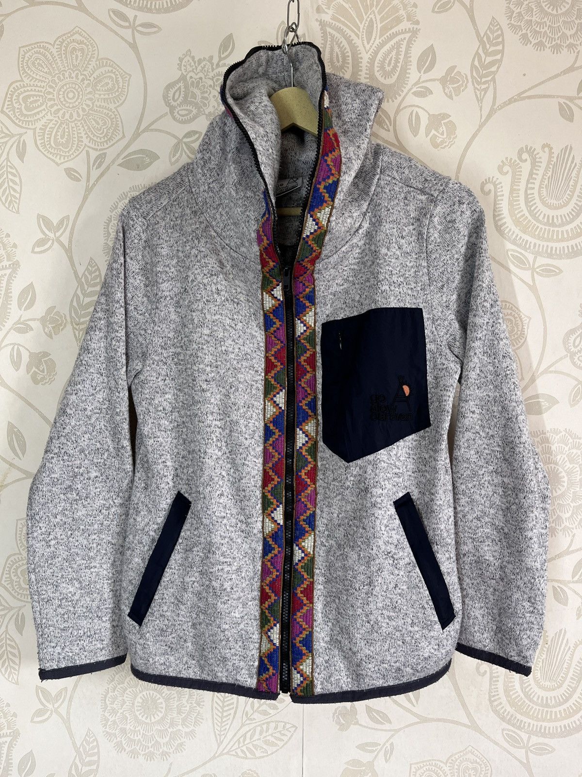 image of Go Slow Caravan Full Zipped Hoodie in Grey, Men's (Size Medium)