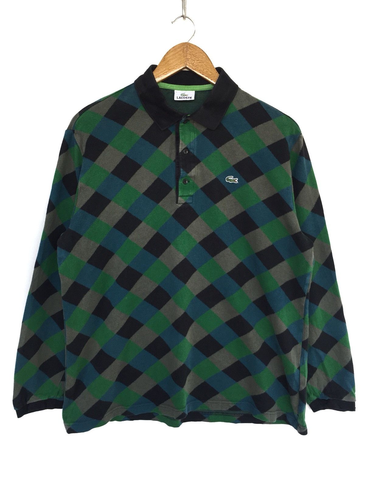 Lacoste 90s Lacoste 🇫🇷 ™️ Logo Diamond Cult Polo LS Shirt Size US L / EU 52-54 / 3 - 1 Thumbnail