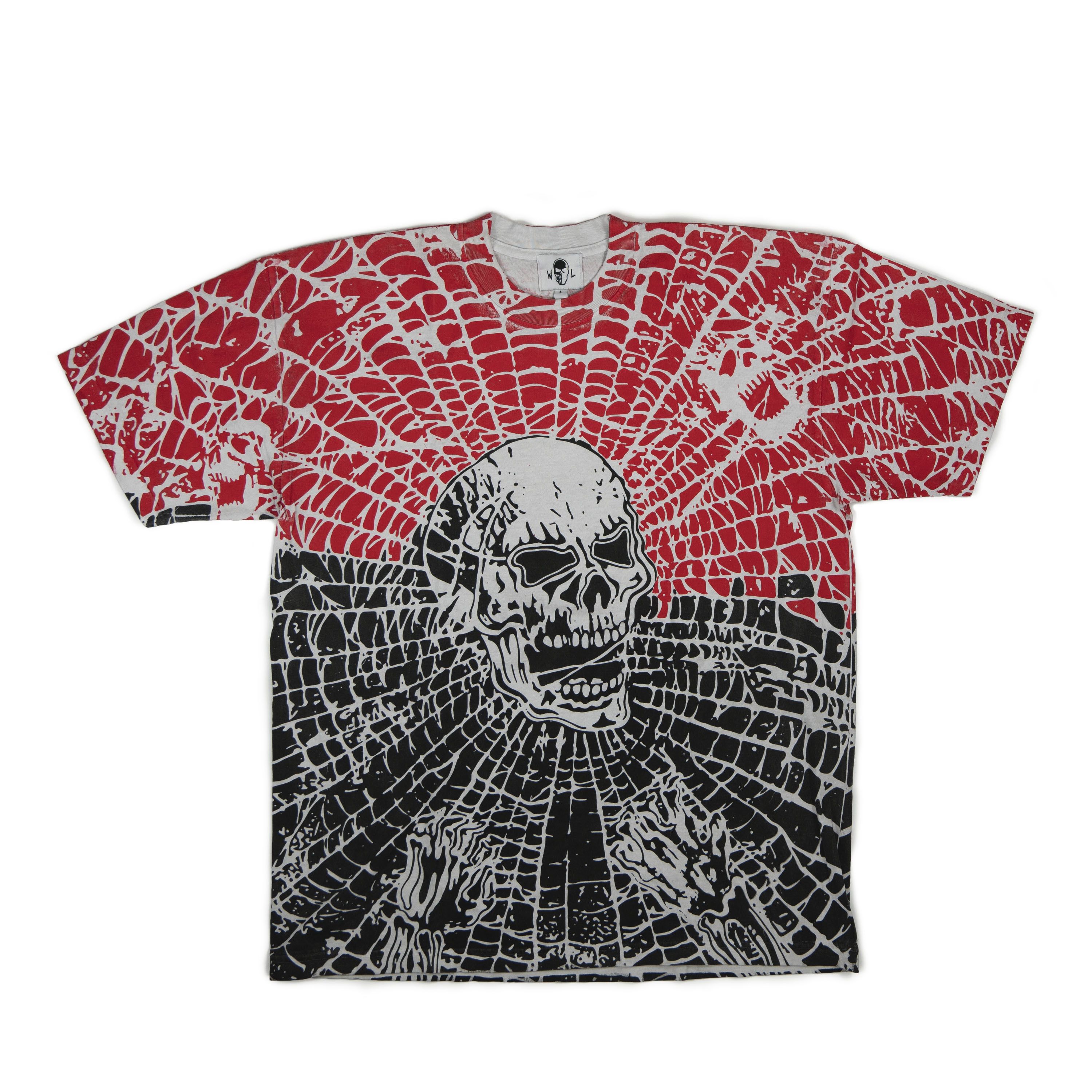 image of Warren Lotas Spider Web All Over Tee Shirt in Red, Men's (Size Large)