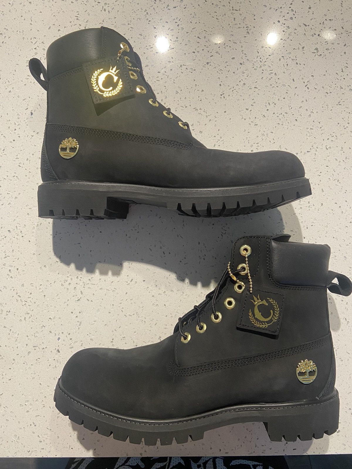 image of Exclusive Black & Gold Timberland X Culturekings Collab Shoes in Black/Gold, Men's (Size 11)