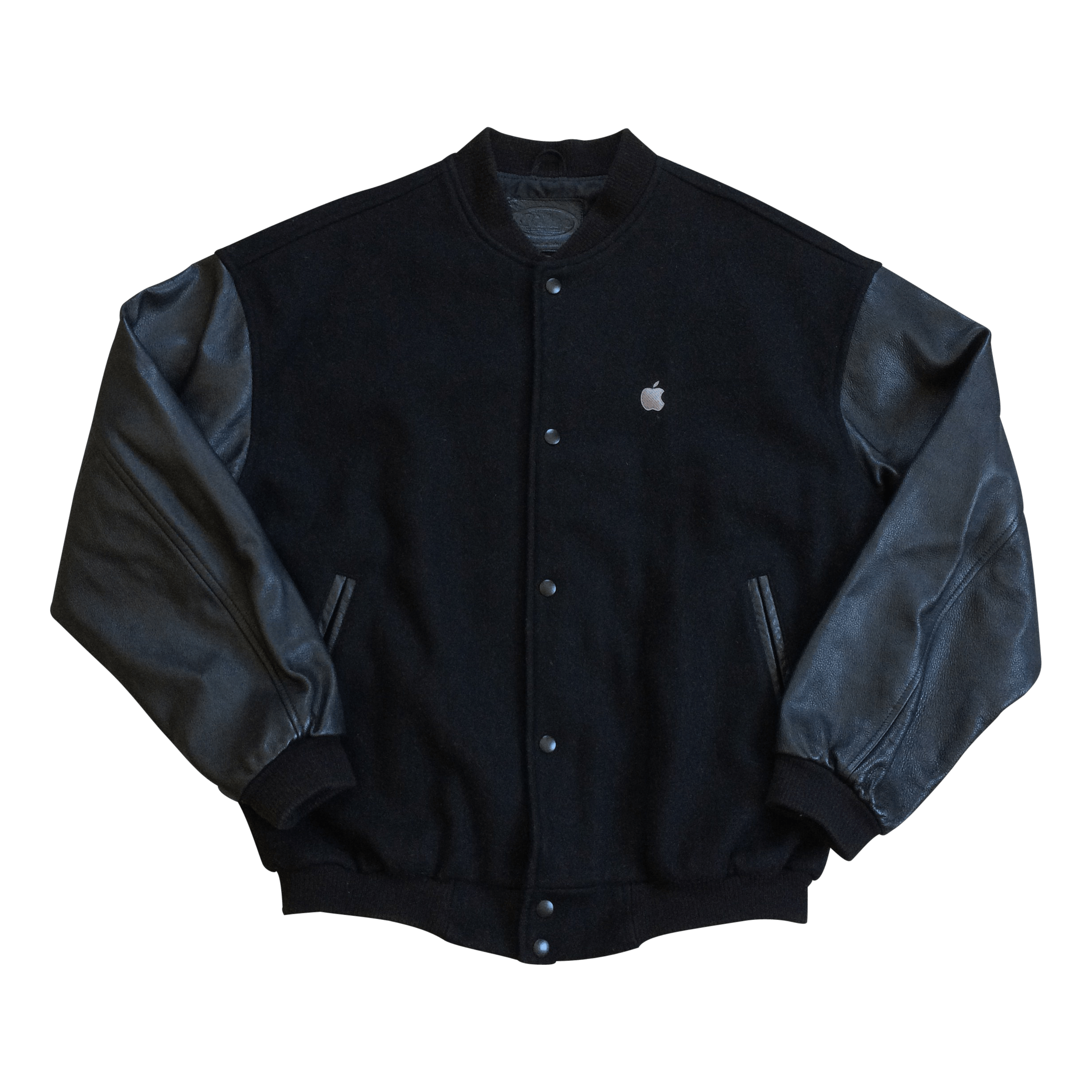 image of 90's Apple Varsity Vip Jacket in Black, Men's (Size Medium)