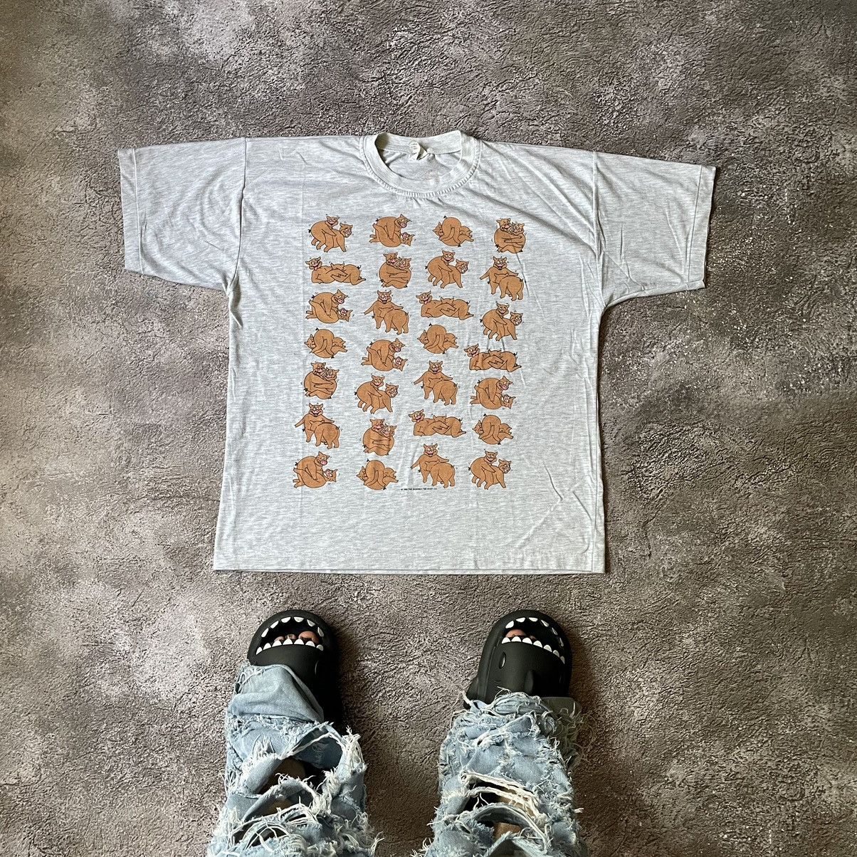Vintage Vintage Y2K All Over Print Graphic Tee Pigs Funny Cream L Size US L / EU 52-54 / 3 - 1 Thumbnail