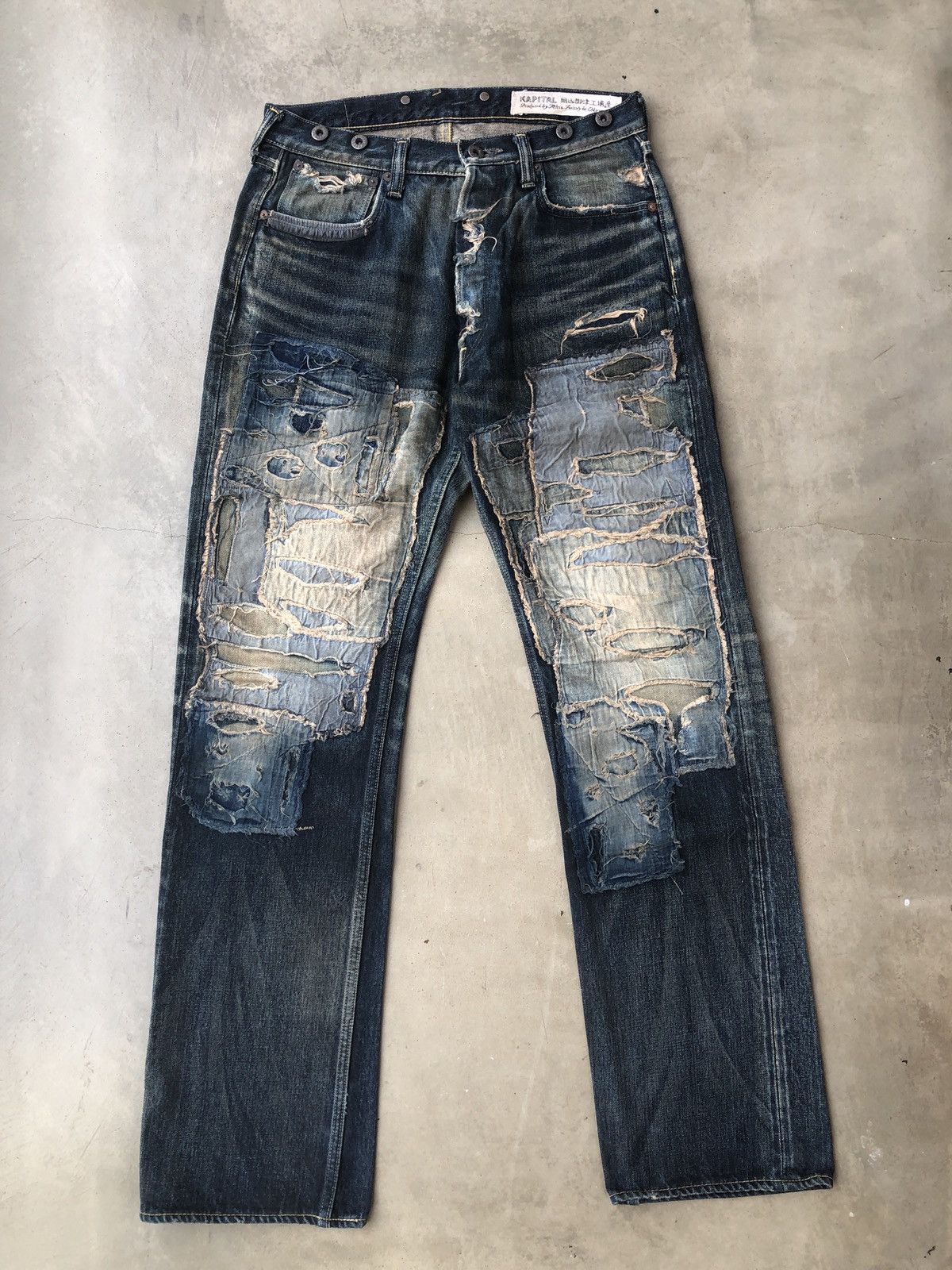 Image of Kapital Boro Distressed Sashiko Denim Indigo, Men's (Size 30)