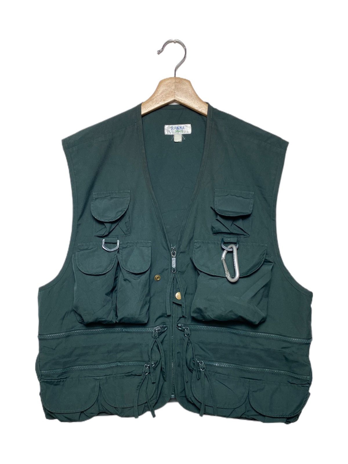 image of Vintage Zanna Sport Utility Multi Pocket Tactical Vest in Black, Men's (Size Large)