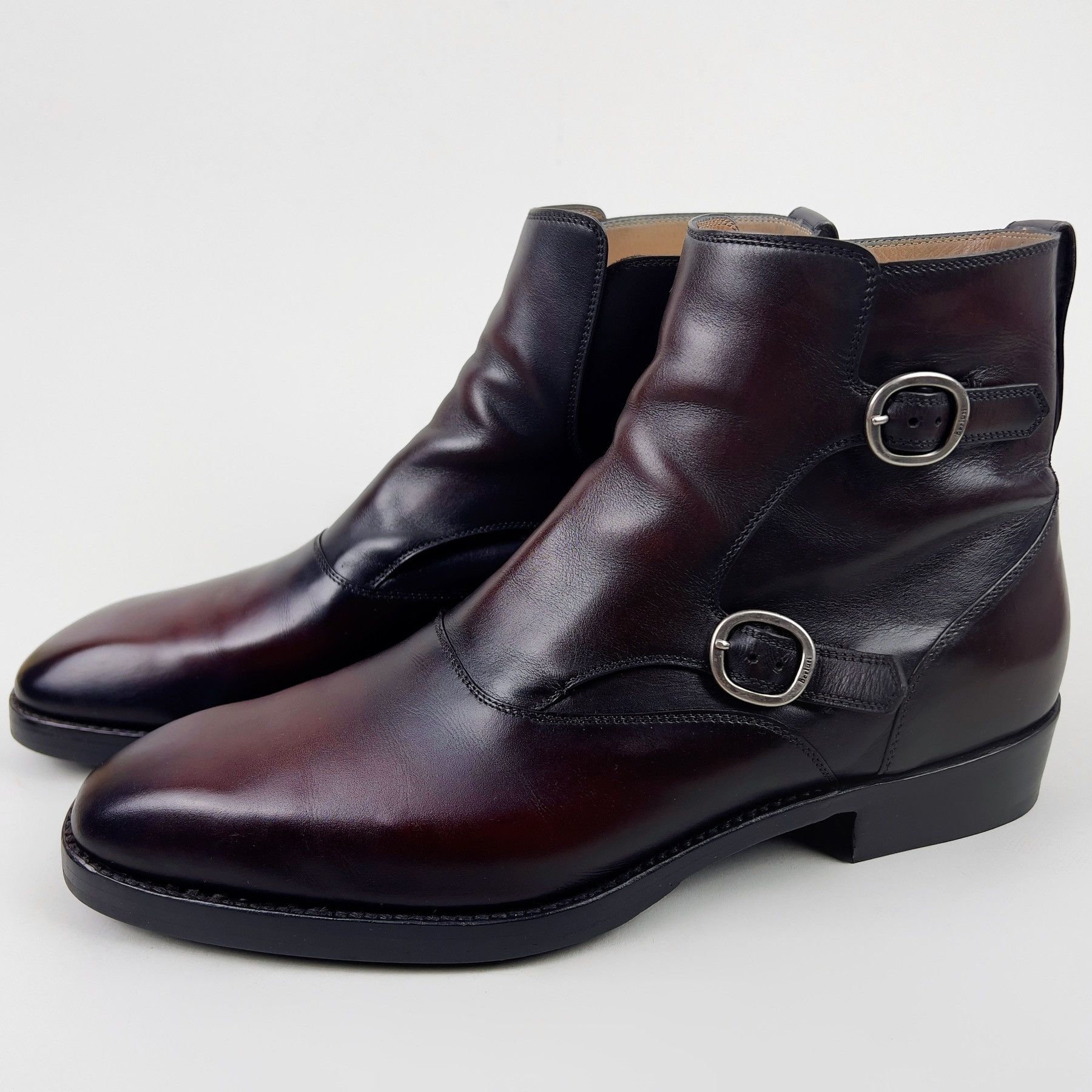 image of Berluti Haider Ackermann Boot Patina Double Buckle Leather Size 10 in Brown, Men's