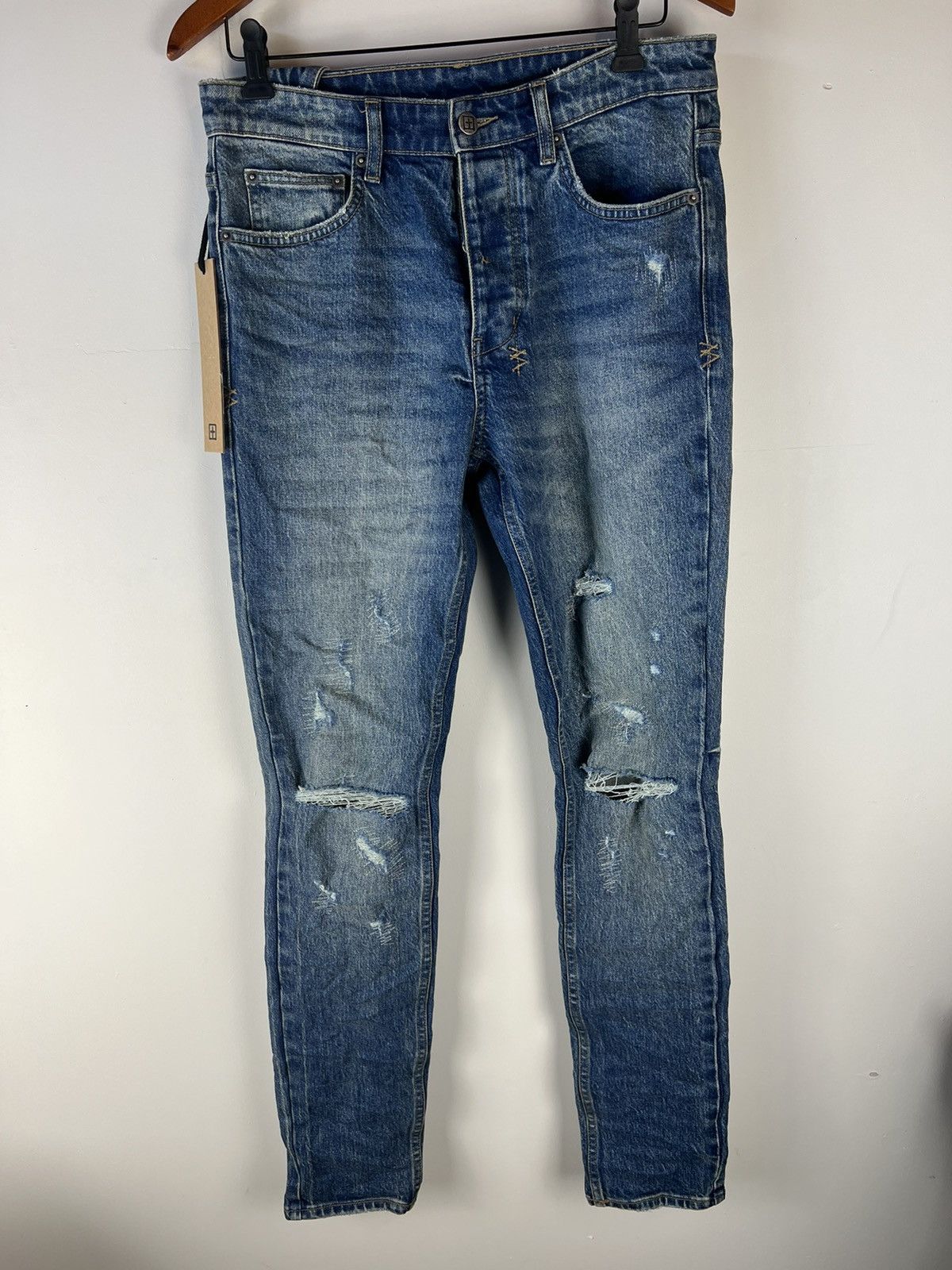 image of Ksubi Chitch Chronicle Thrashed Denim in Blue, Men's (Size 32)