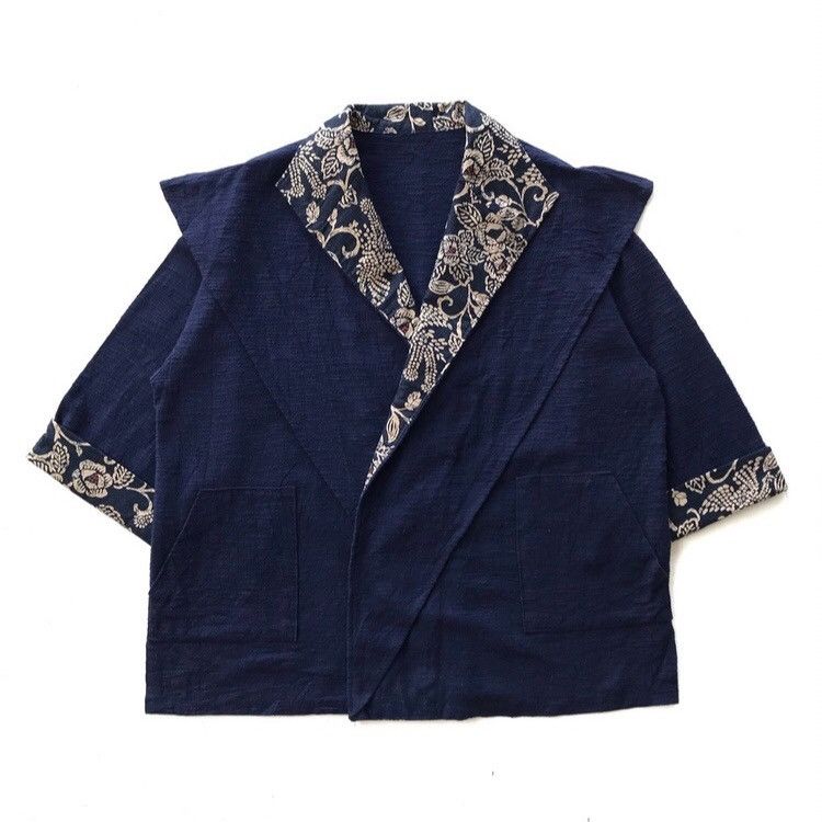 Indigo × Japanese Brand Jpn Monarch Indigo Dyed Japan Traditional Short Kimono Size US M / EU 48-50 / 2 - 2 Thumbnail