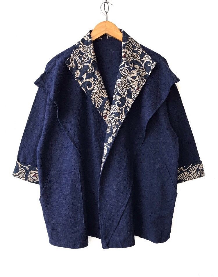 Indigo × Japanese Brand Jpn Monarch Indigo Dyed Japan Traditional Short Kimono Size US M / EU 48-50 / 2 - 1 Thumbnail