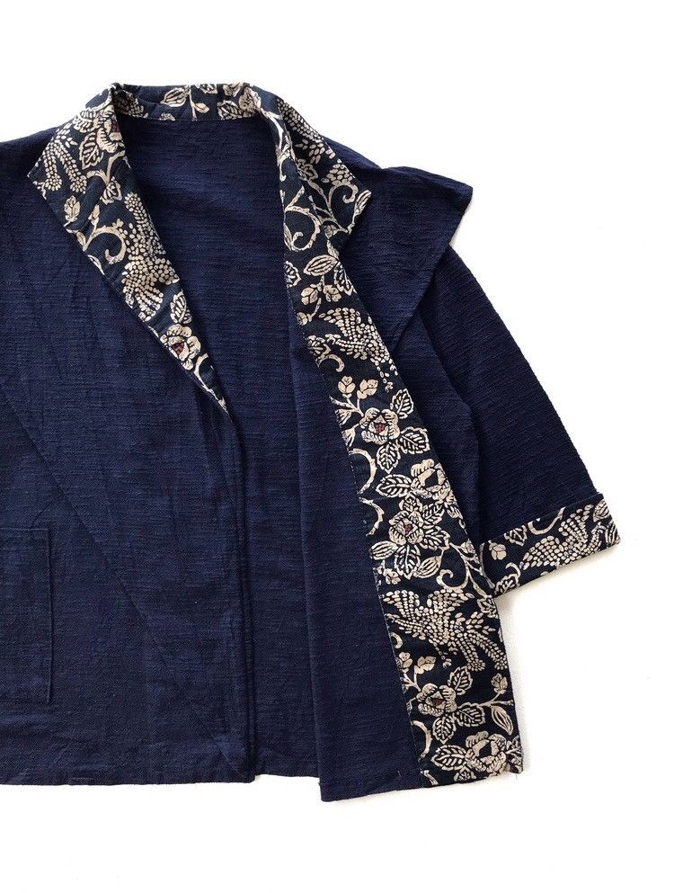 Indigo × Japanese Brand Jpn Monarch Indigo Dyed Japan Traditional Short Kimono Size US M / EU 48-50 / 2 - 3 Thumbnail