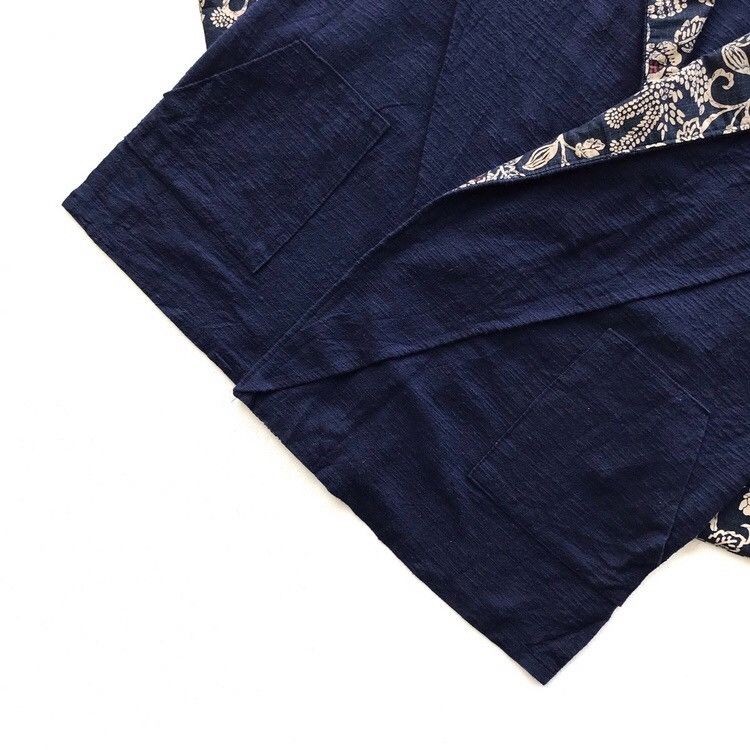 Indigo × Japanese Brand Jpn Monarch Indigo Dyed Japan Traditional Short Kimono Size US M / EU 48-50 / 2 - 6 Thumbnail