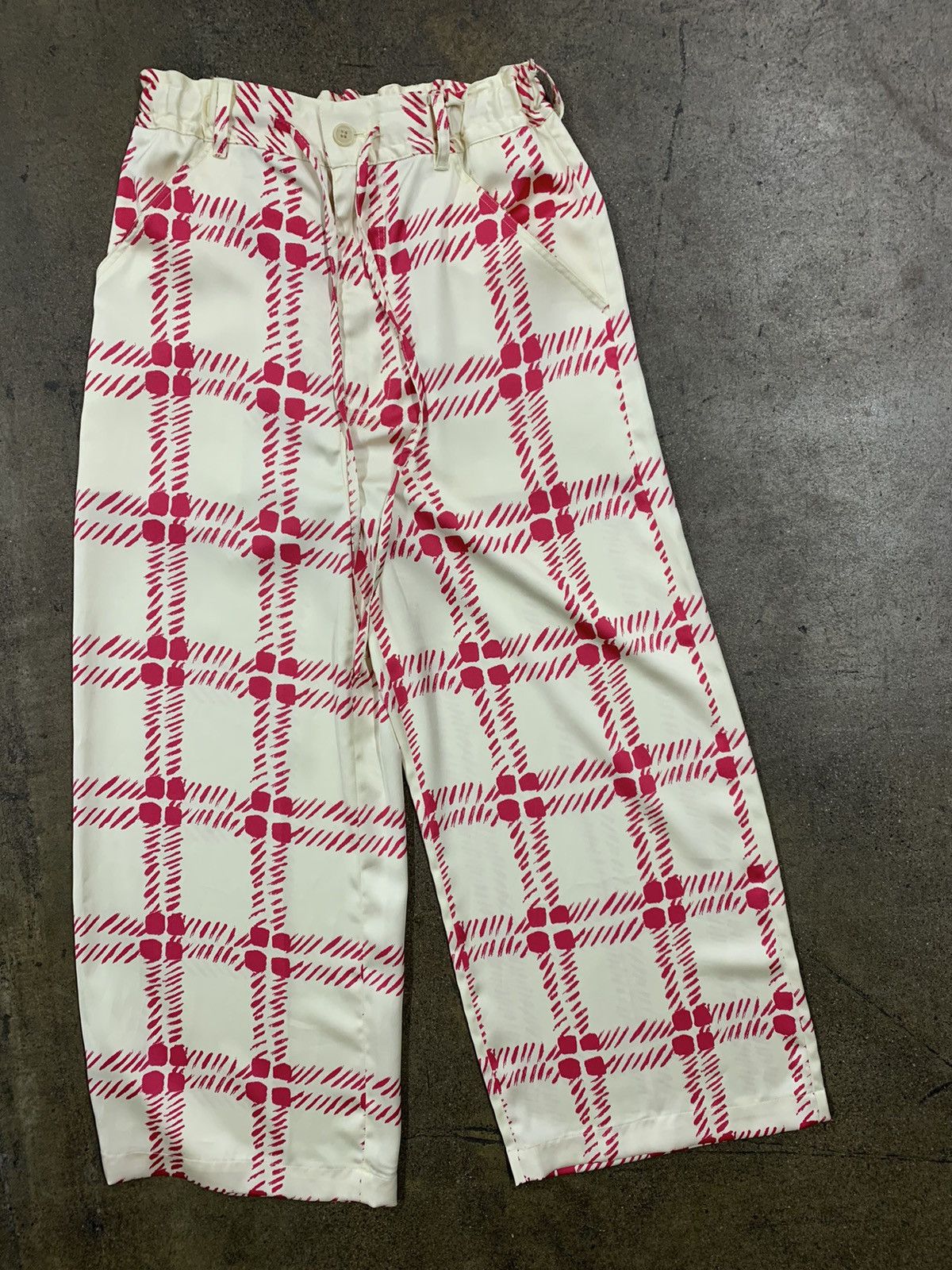 image of Marni Uniqlo Plaid Sketch Pants in White, Men's (Size 28)