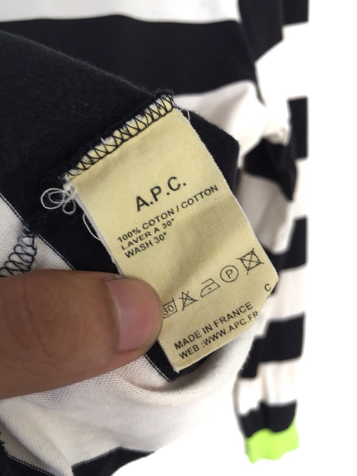 A.P.C. Old A.P.C. Border Stripe With Green Cuff LS Shirt Size US S / EU 44-46 / 1 - 7 Thumbnail