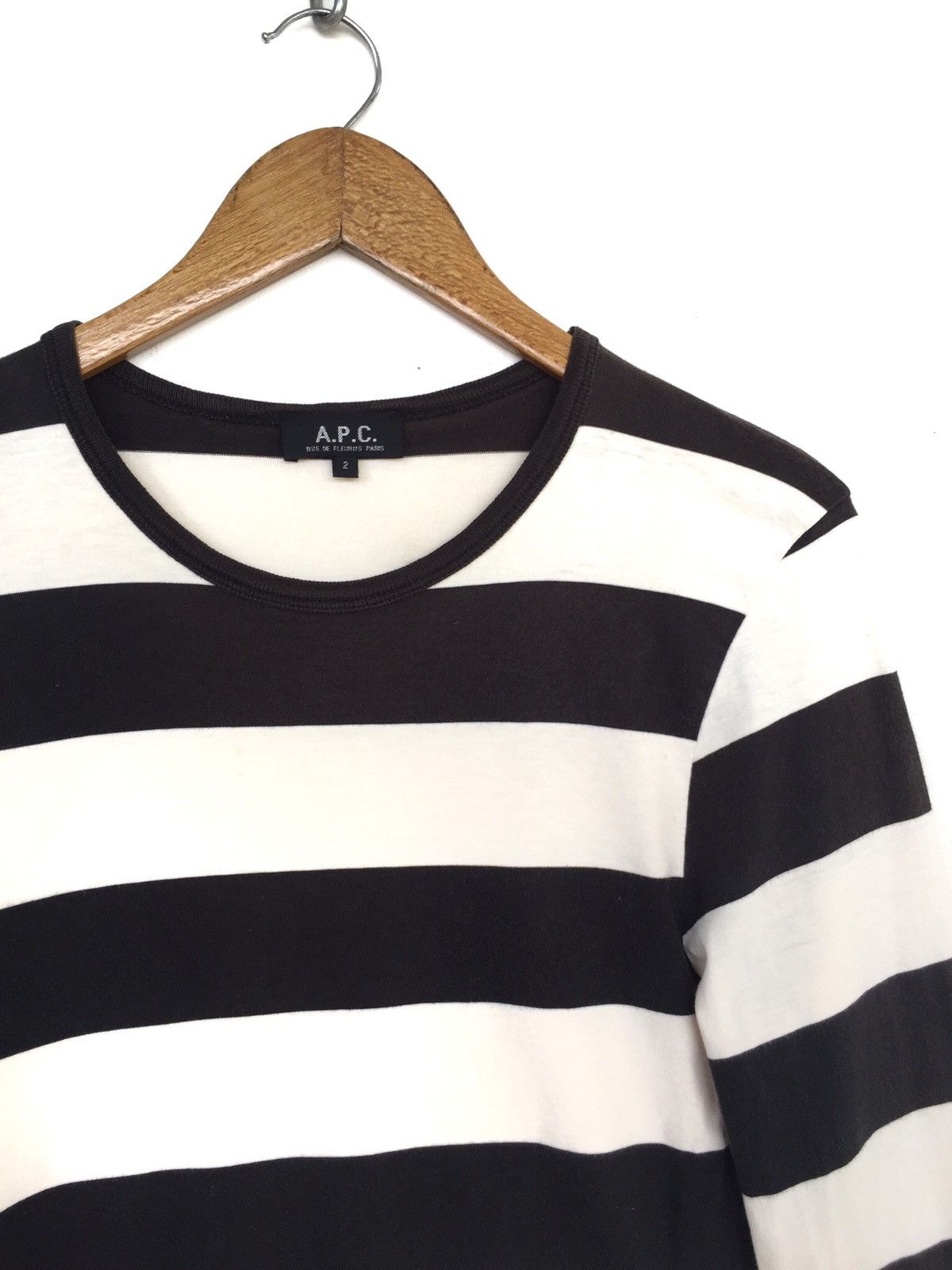 A.P.C. Old A.P.C. Border Stripe With Green Cuff LS Shirt Size US S / EU 44-46 / 1 - 2 Thumbnail